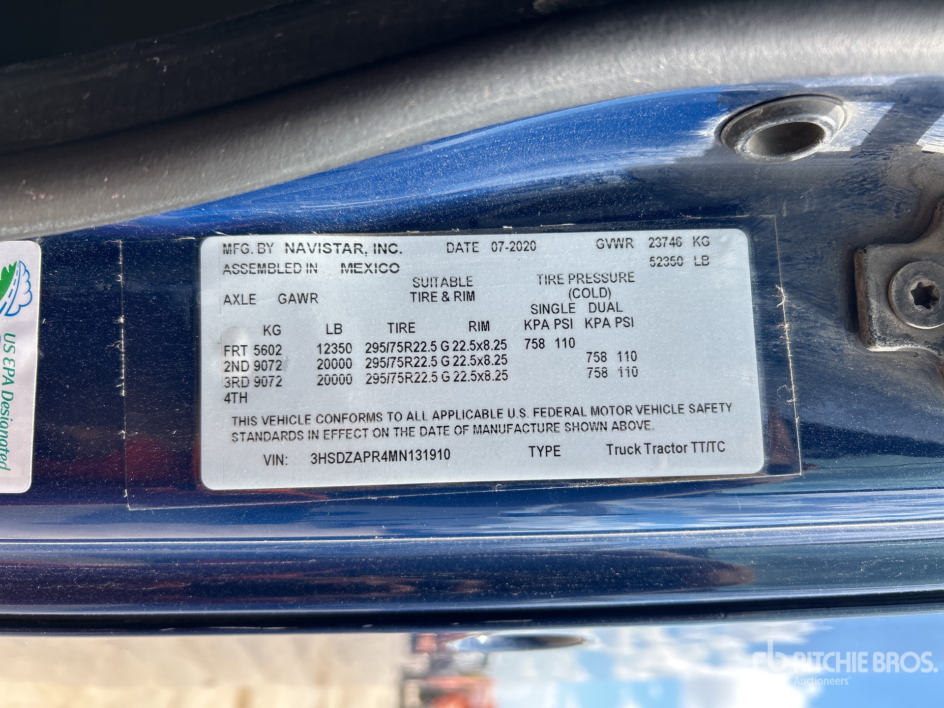 General Appearance with Serial Number / VIN