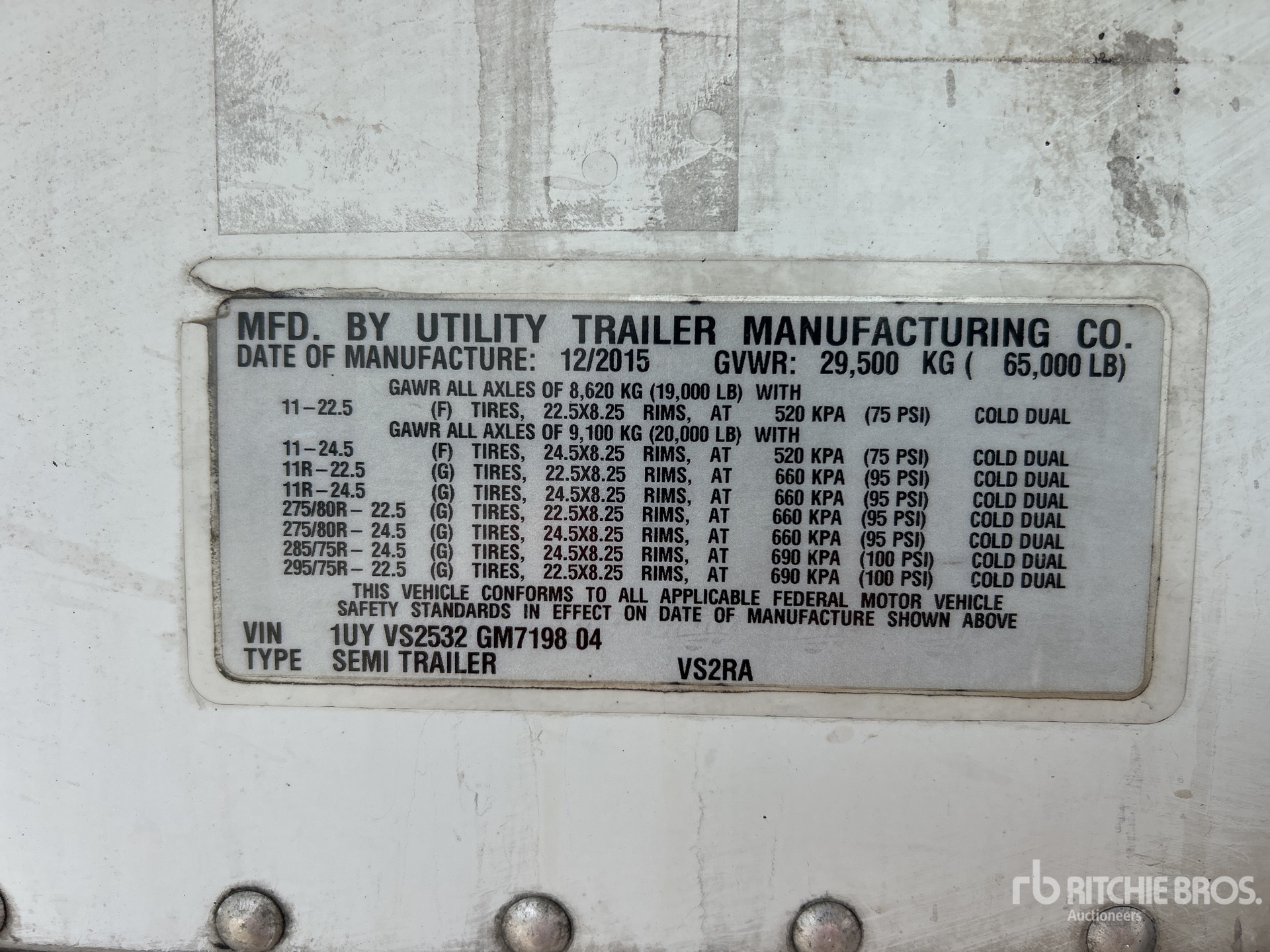 General Appearance with Serial Number / VIN