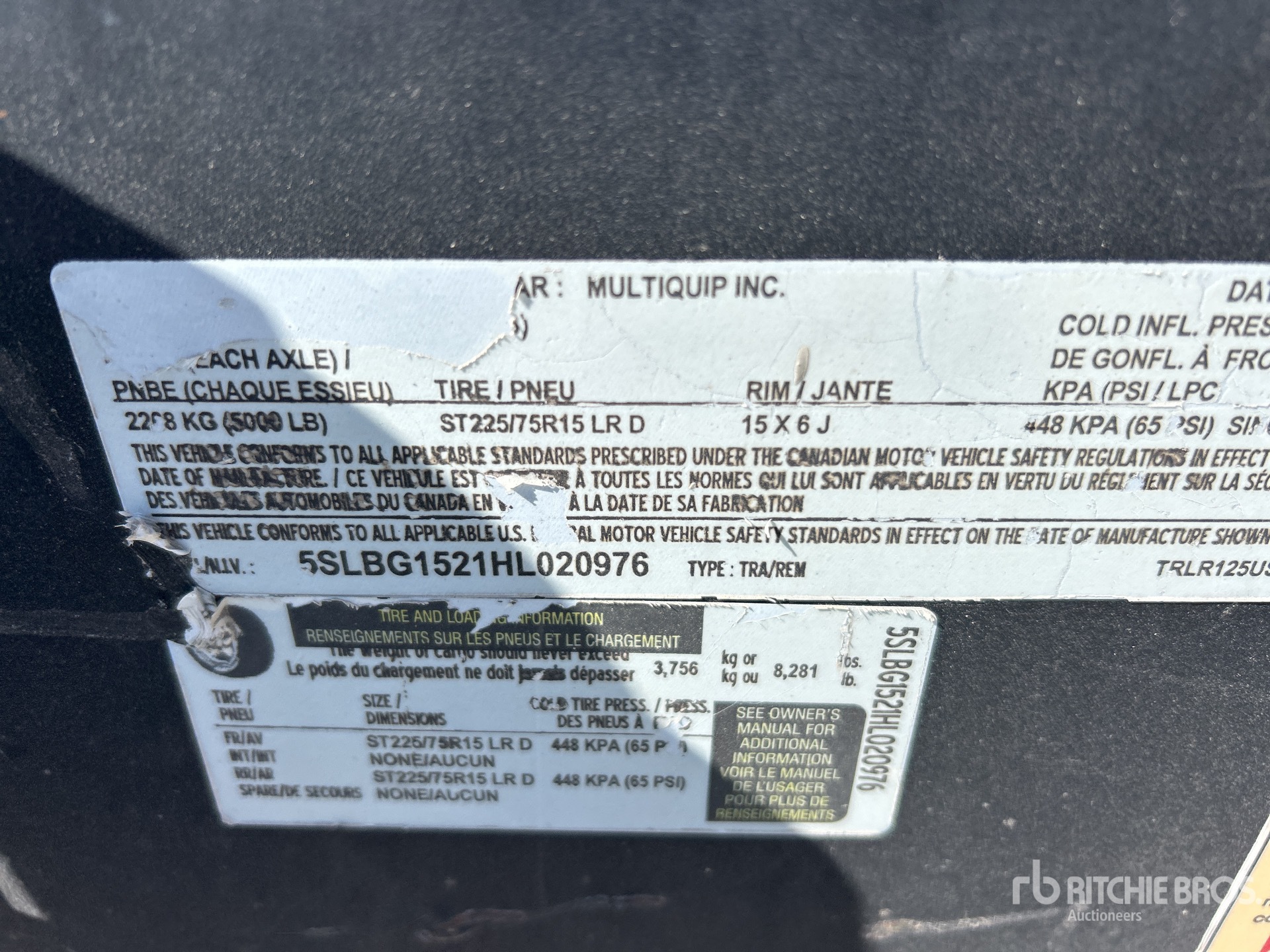 General Appearance with Serial Number / VIN