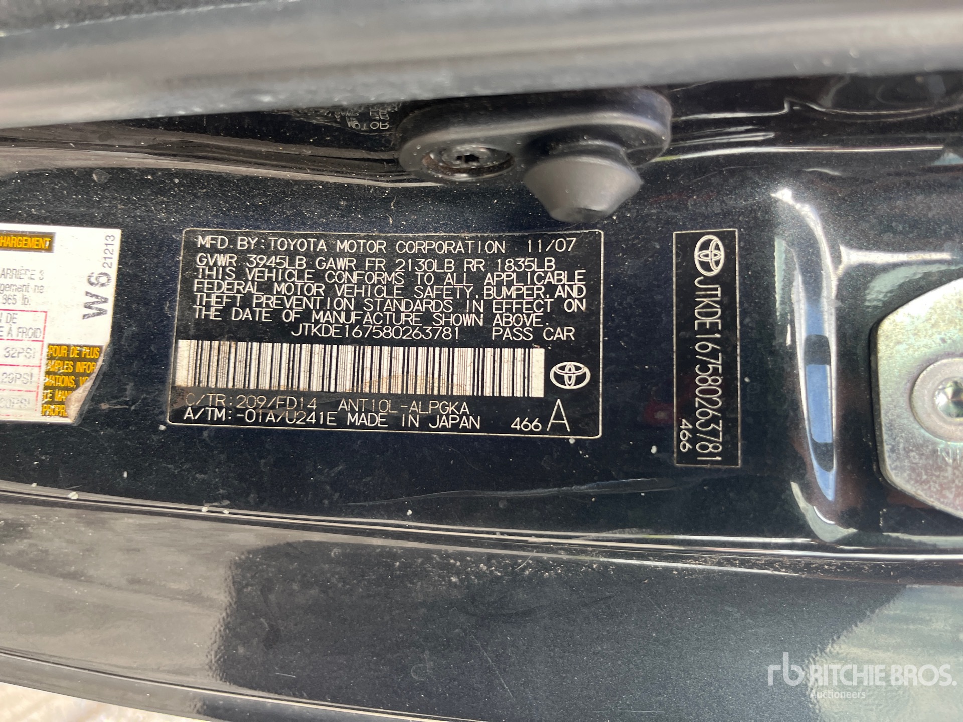 General Appearance with Serial Number / VIN