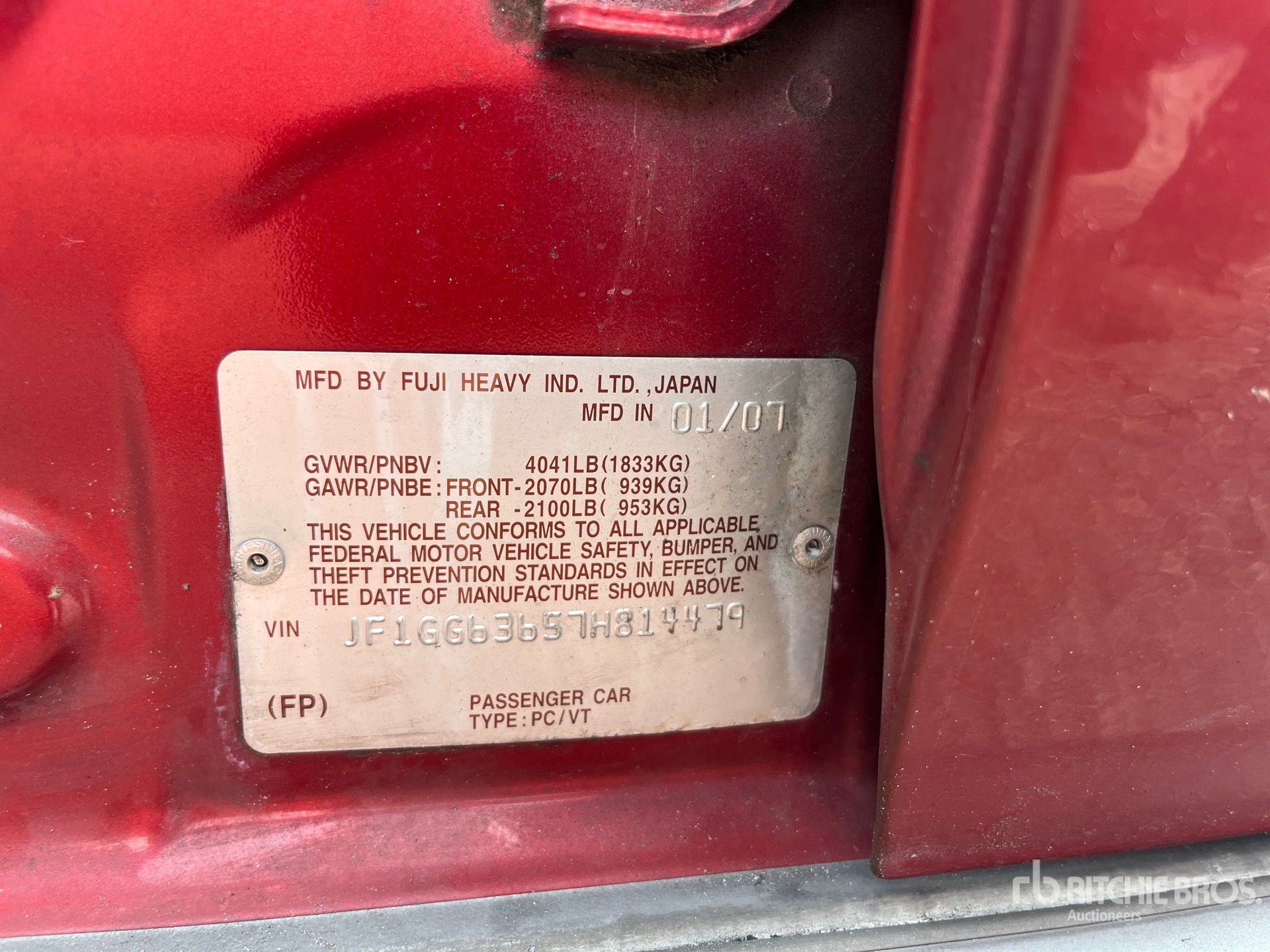 General Appearance with Serial Number / VIN
