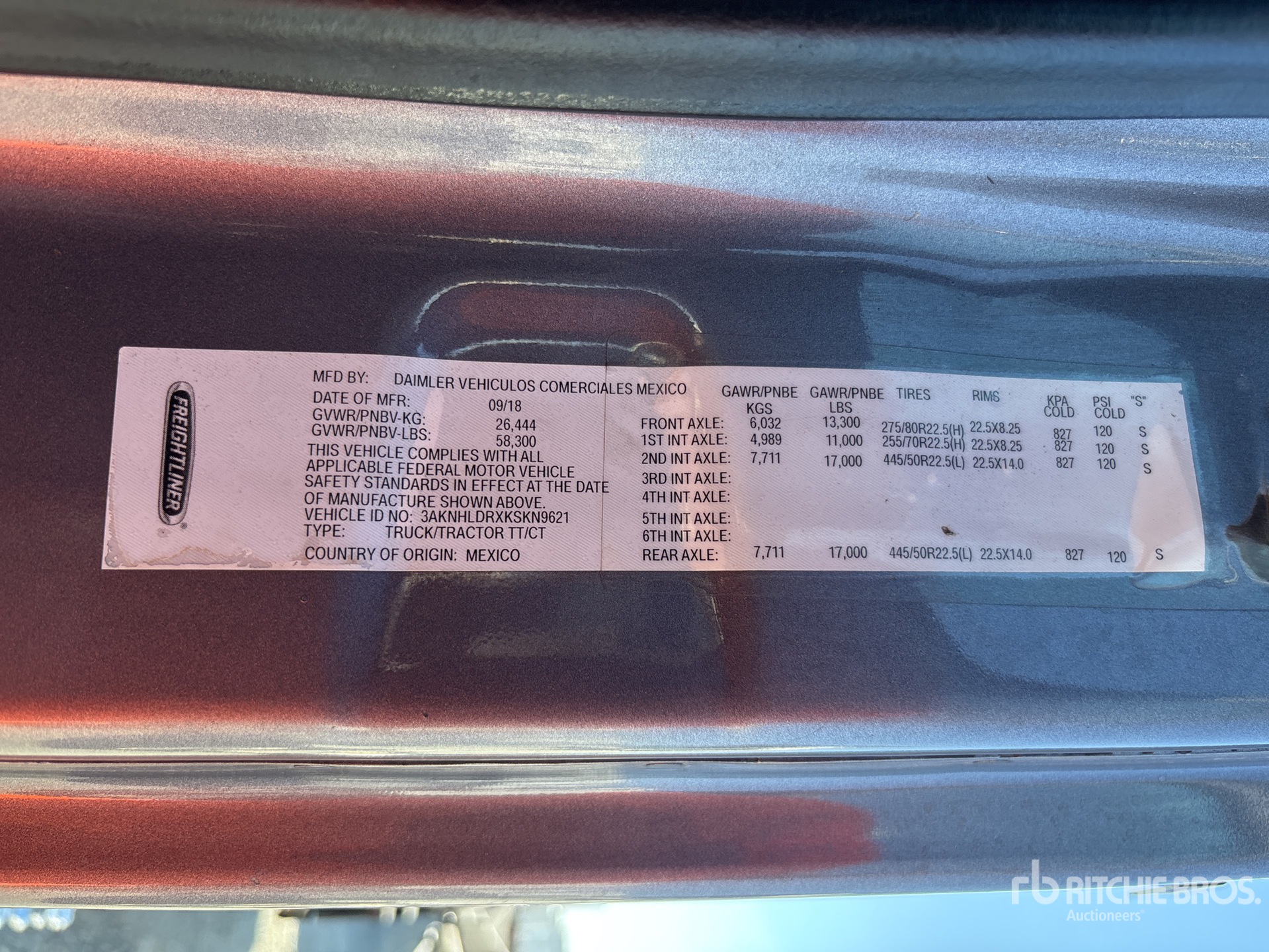 General Appearance with Serial Number / VIN