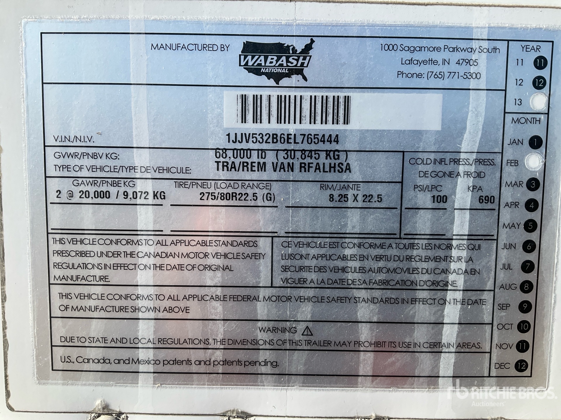 General Appearance with Serial Number / VIN