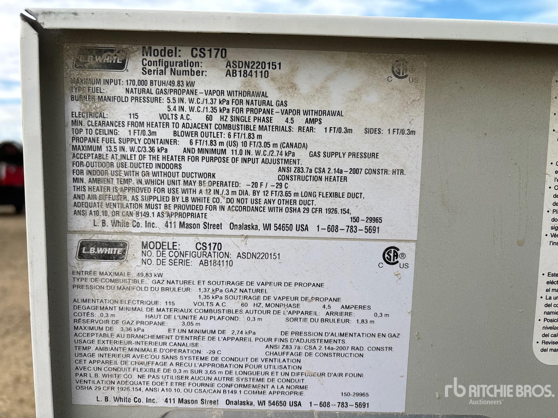 General Appearance with Serial Number / VIN