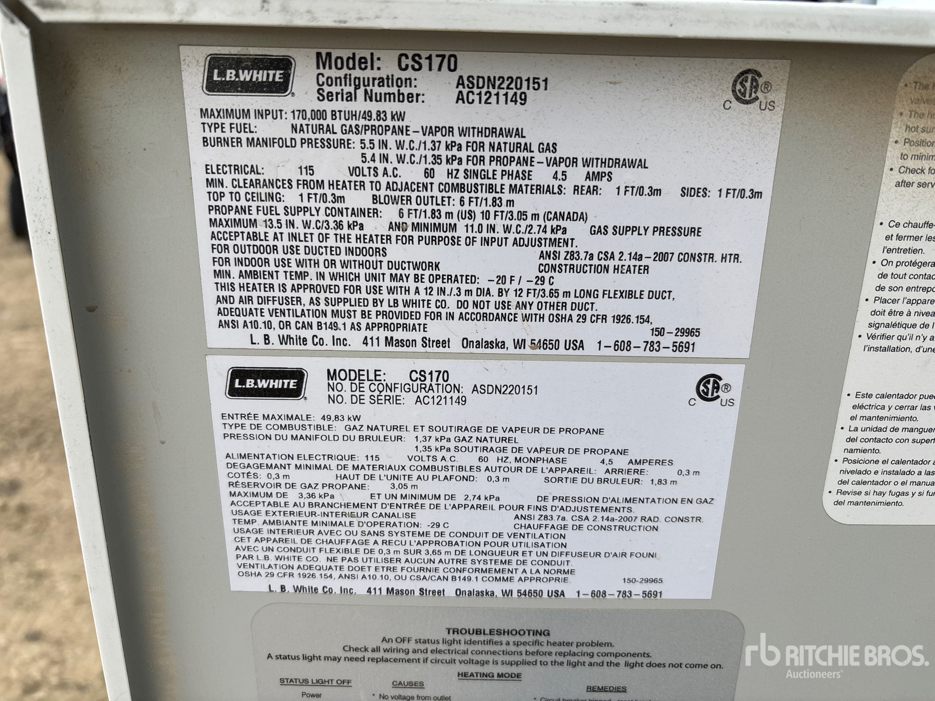 General Appearance with Serial Number / VIN