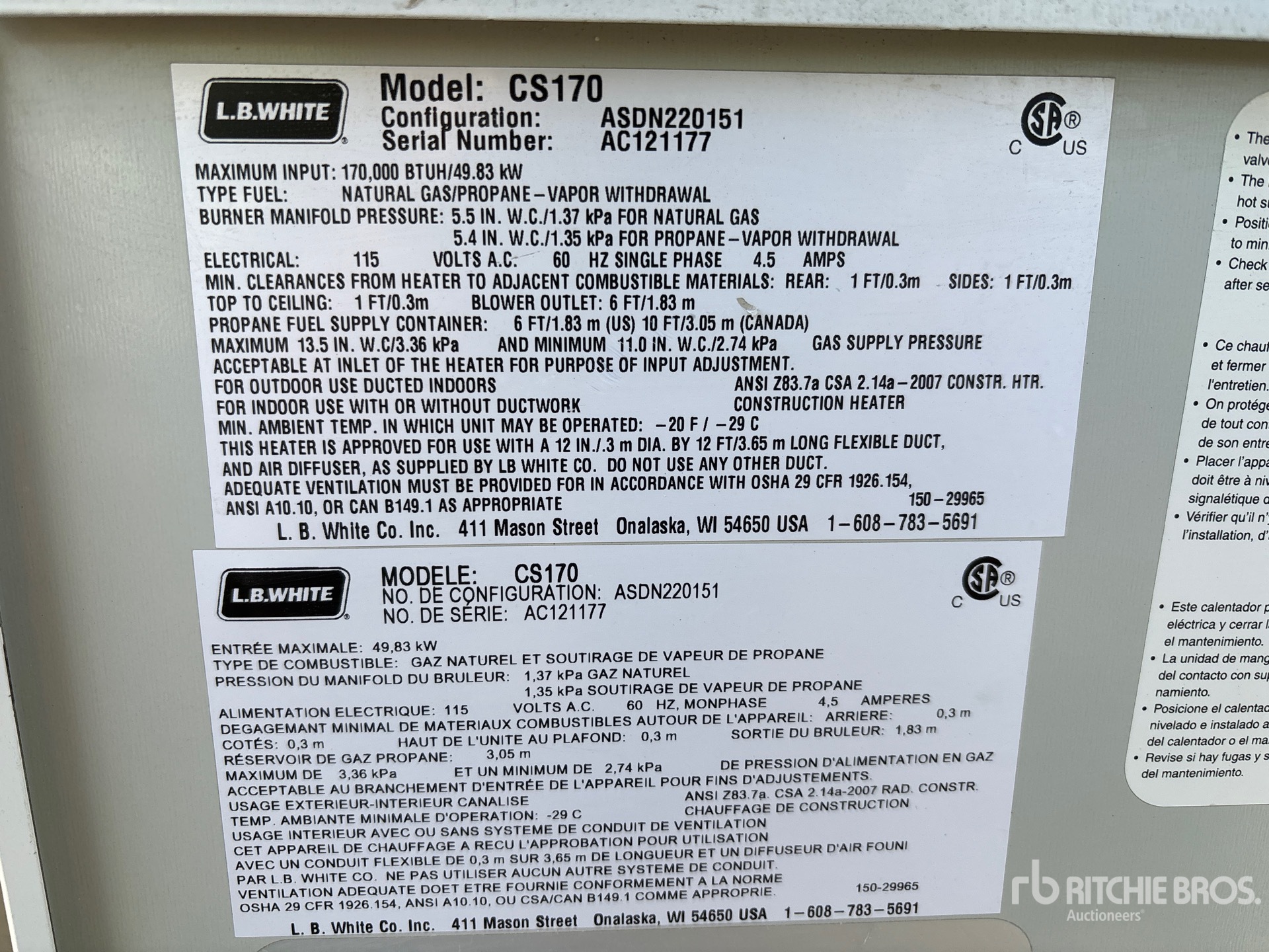 General Appearance with Serial Number / VIN