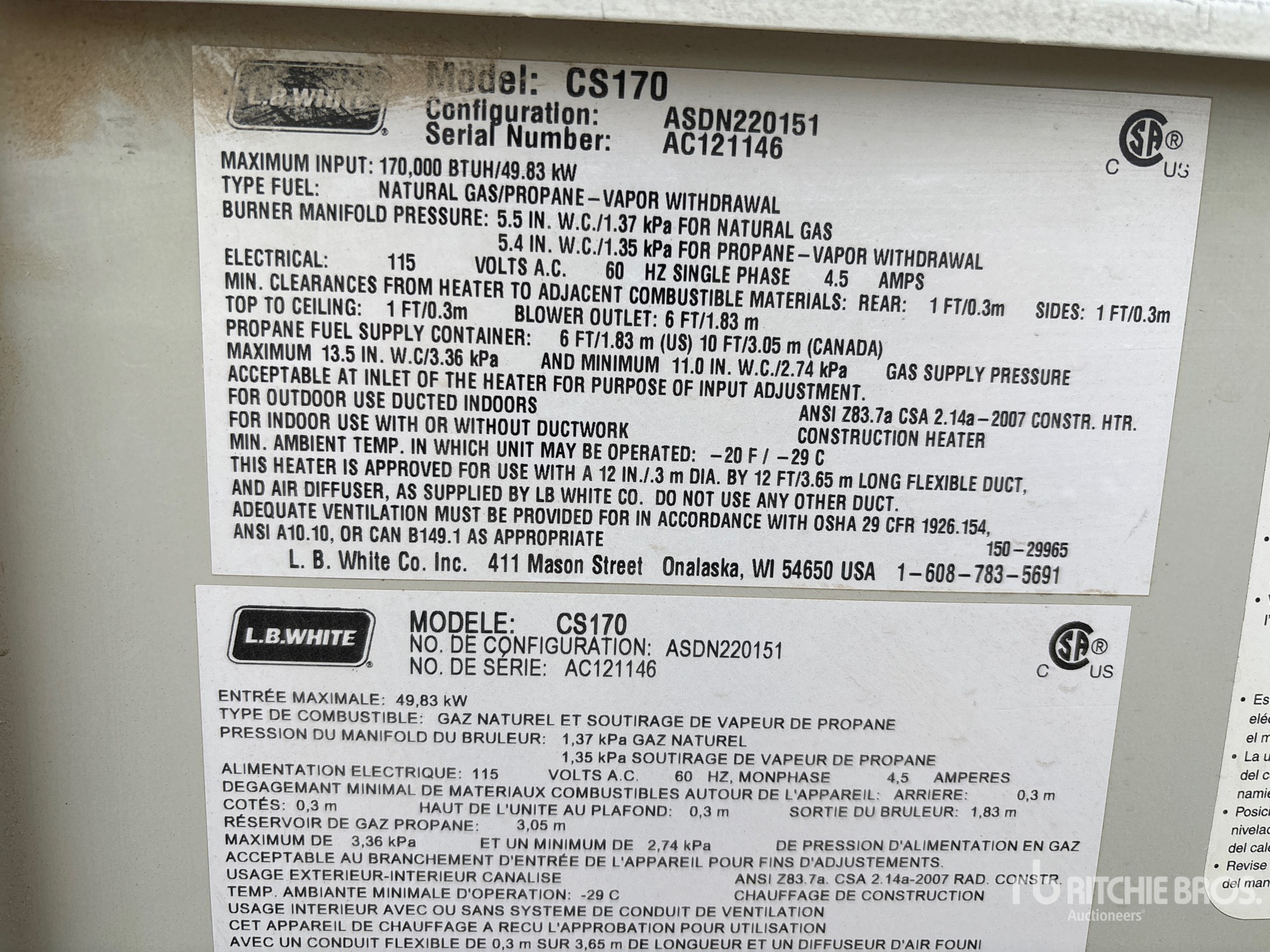 General Appearance with Serial Number / VIN