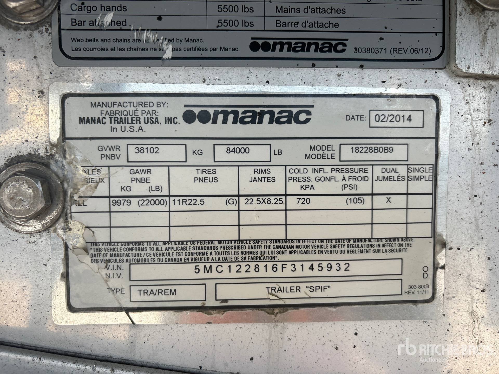 General Appearance with Serial Number / VIN