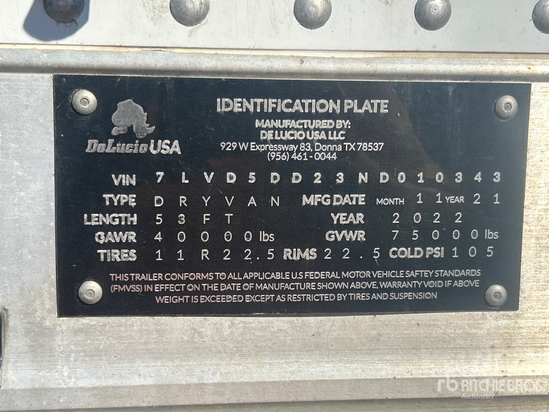 General Appearance with Serial Number / VIN