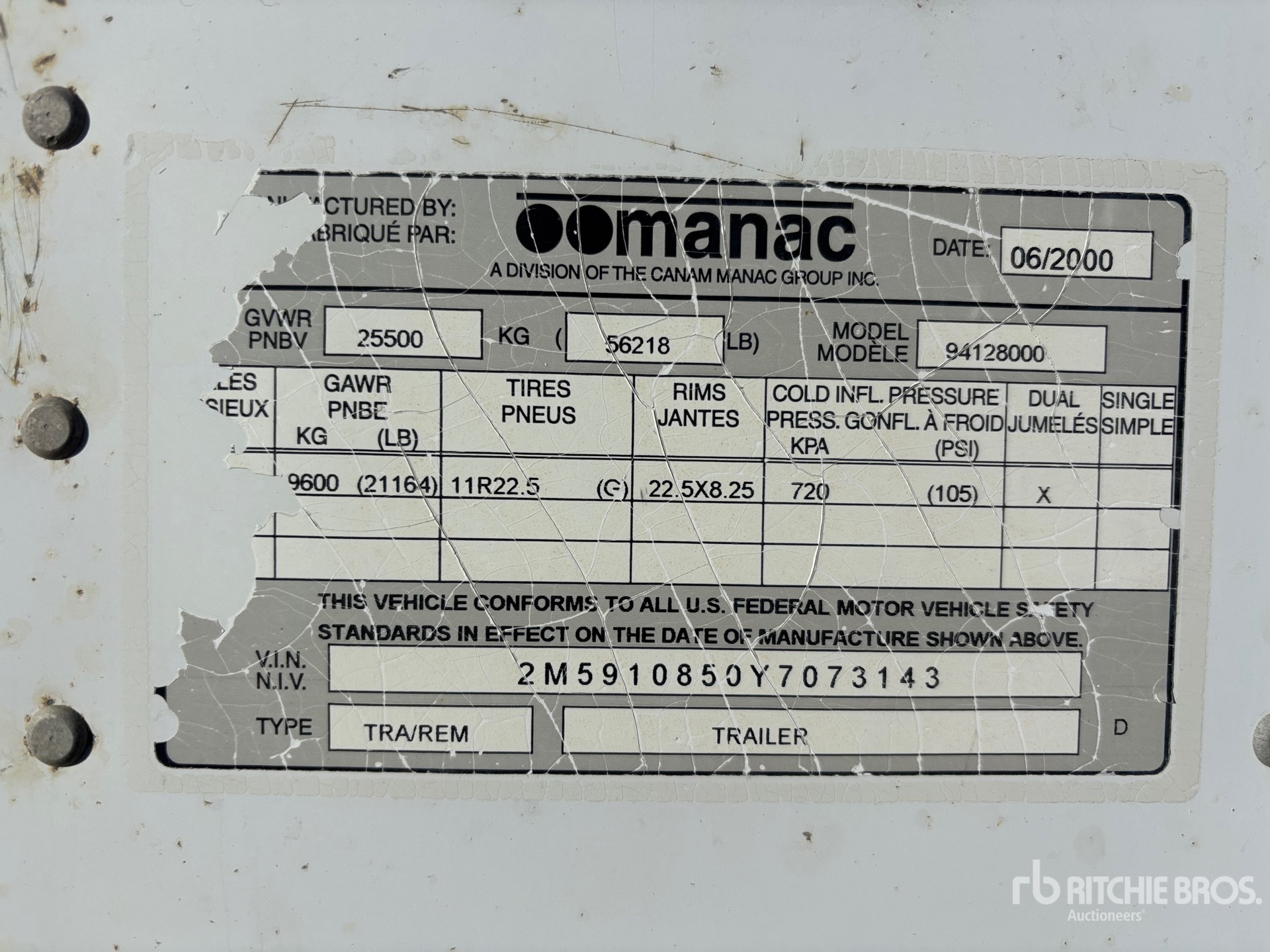 General Appearance with Serial Number / VIN
