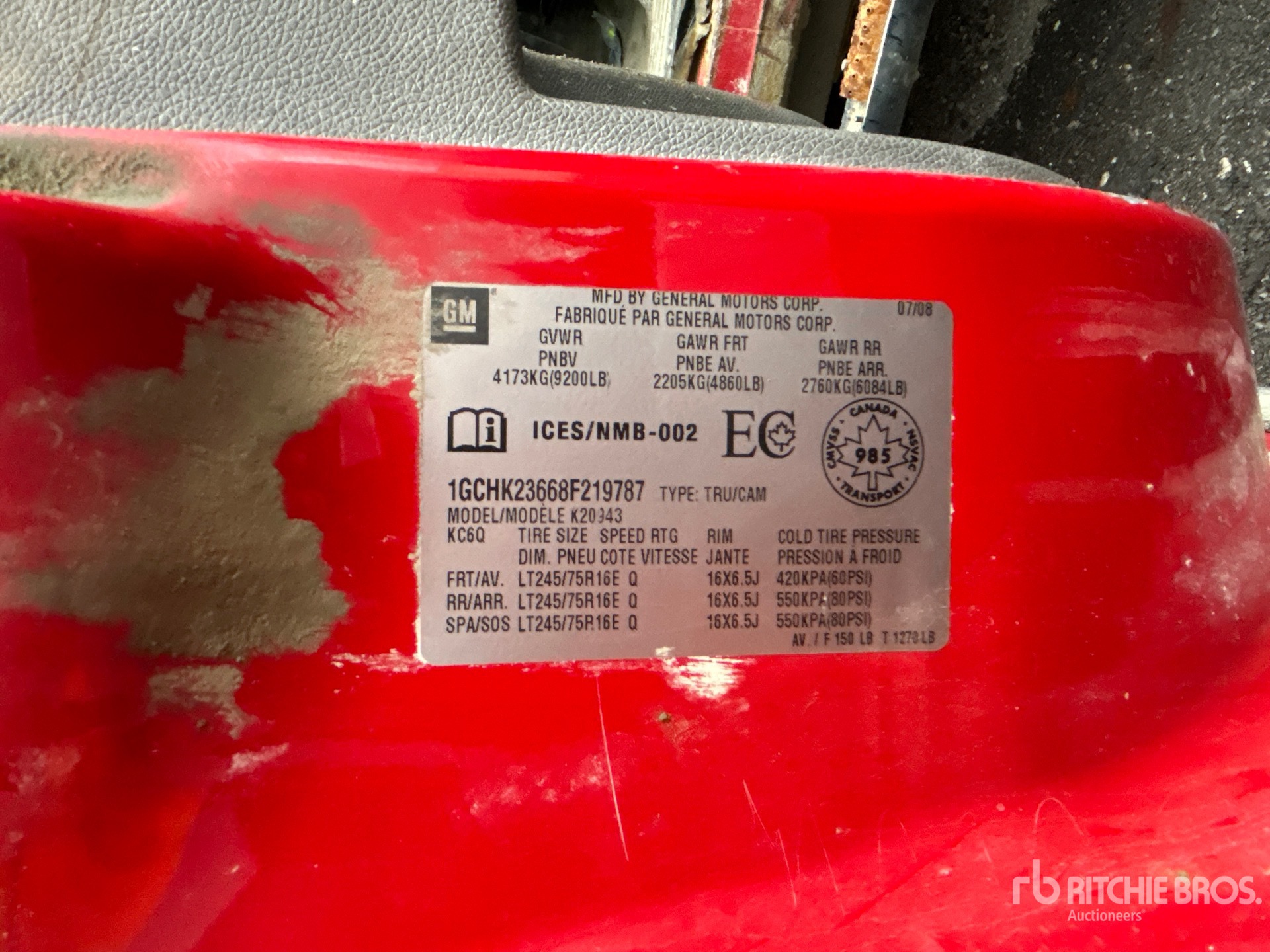 General Appearance with Serial Number / VIN