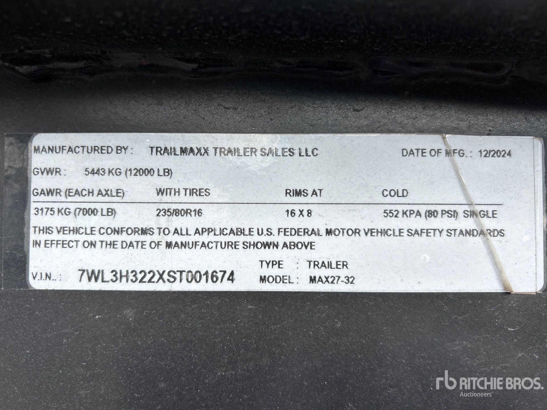 General Appearance with Serial Number / VIN