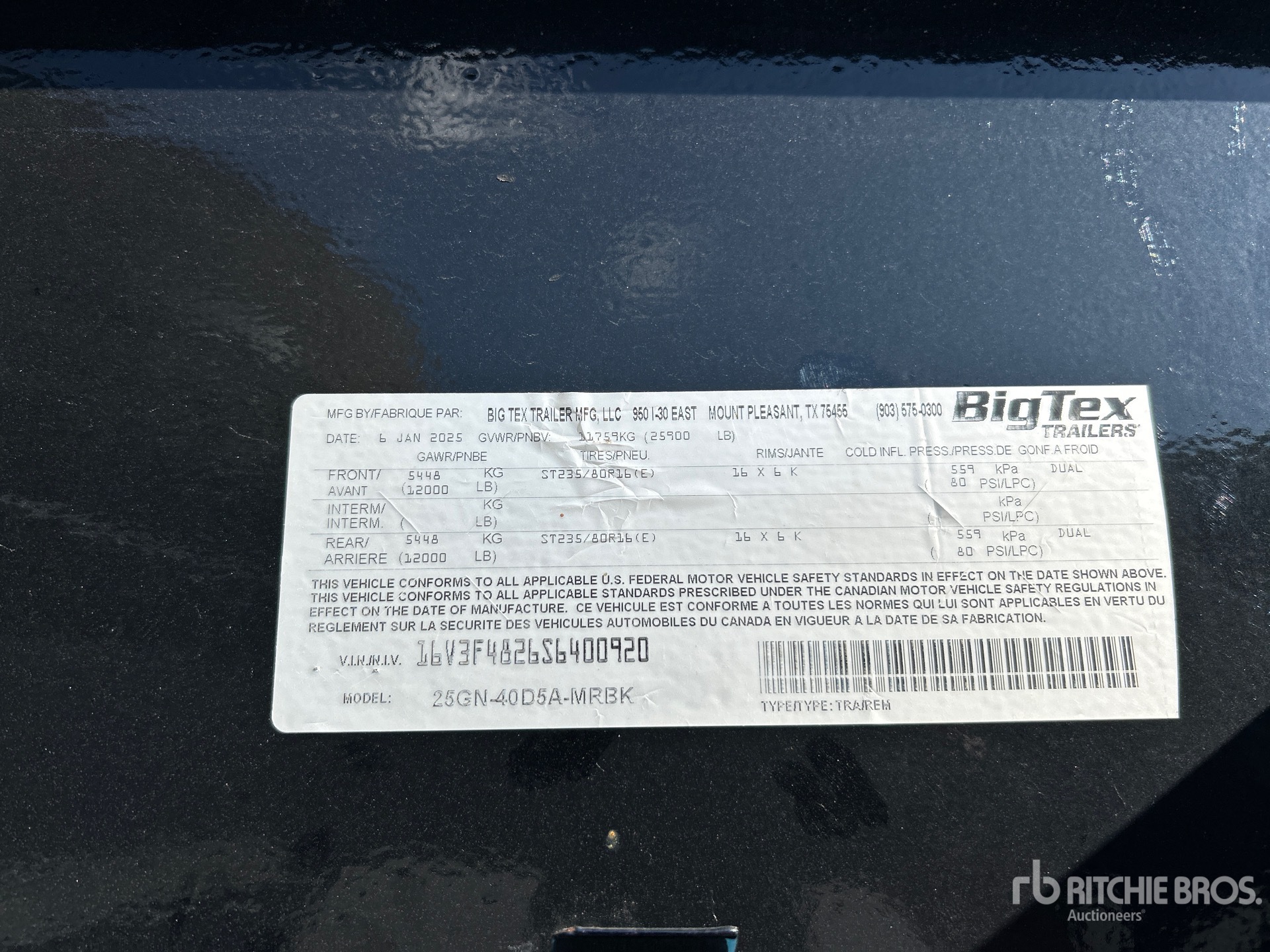 General Appearance with Serial Number / VIN