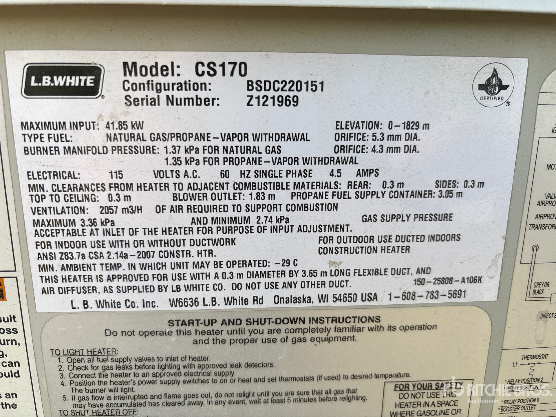 General Appearance with Serial Number / VIN