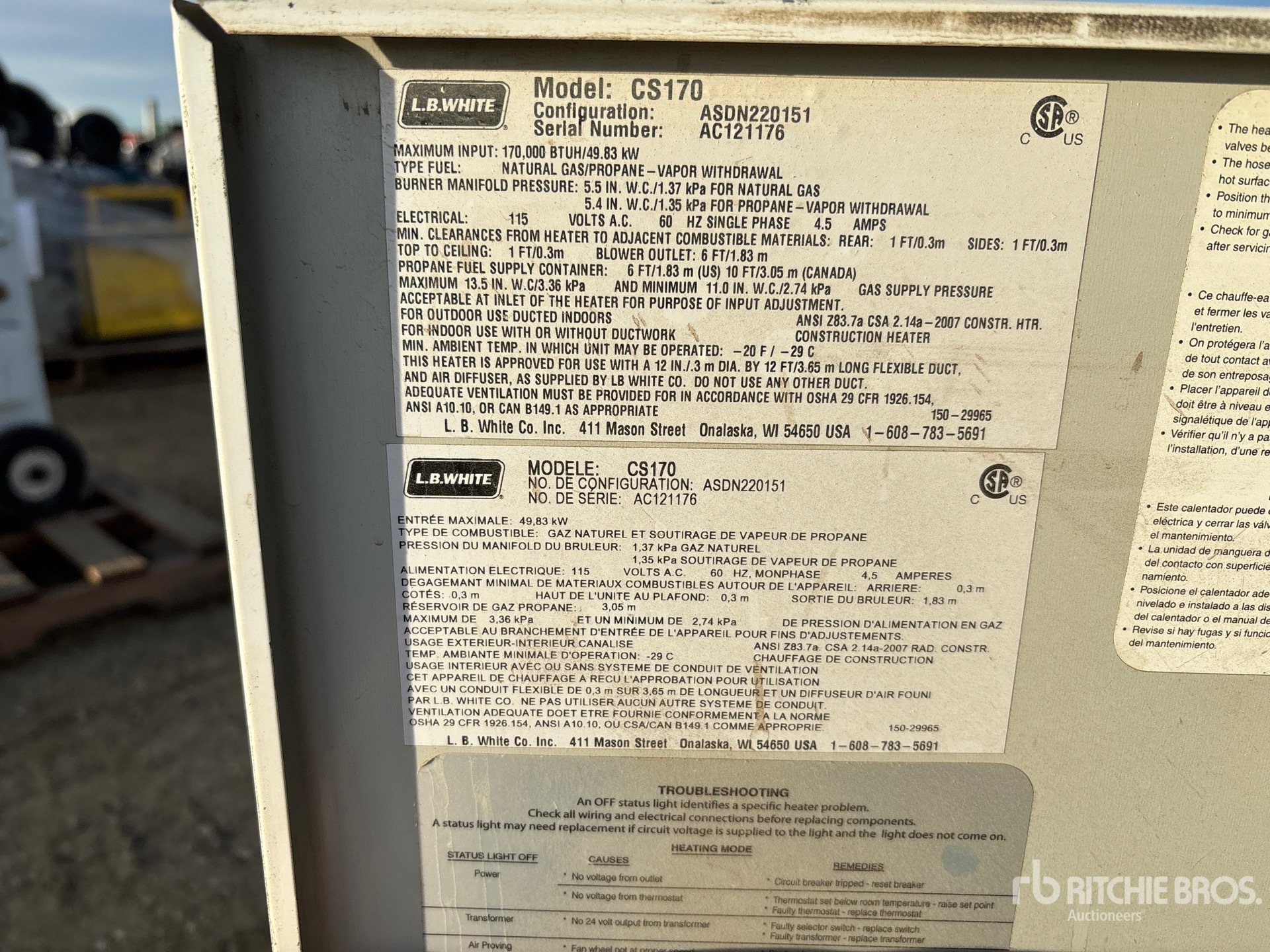 General Appearance with Serial Number / VIN