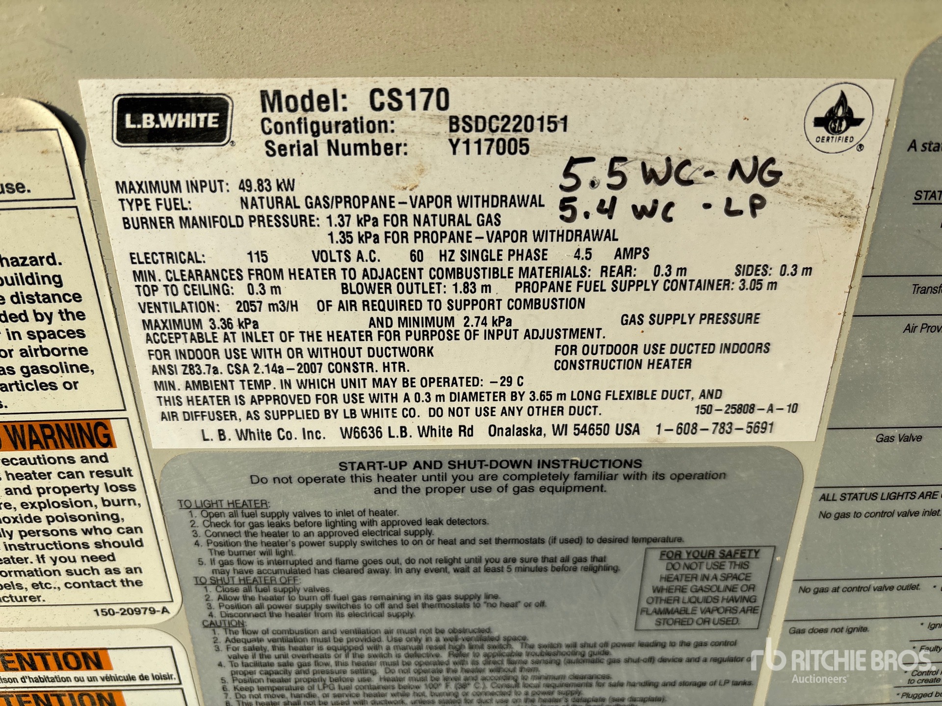 General Appearance with Serial Number / VIN