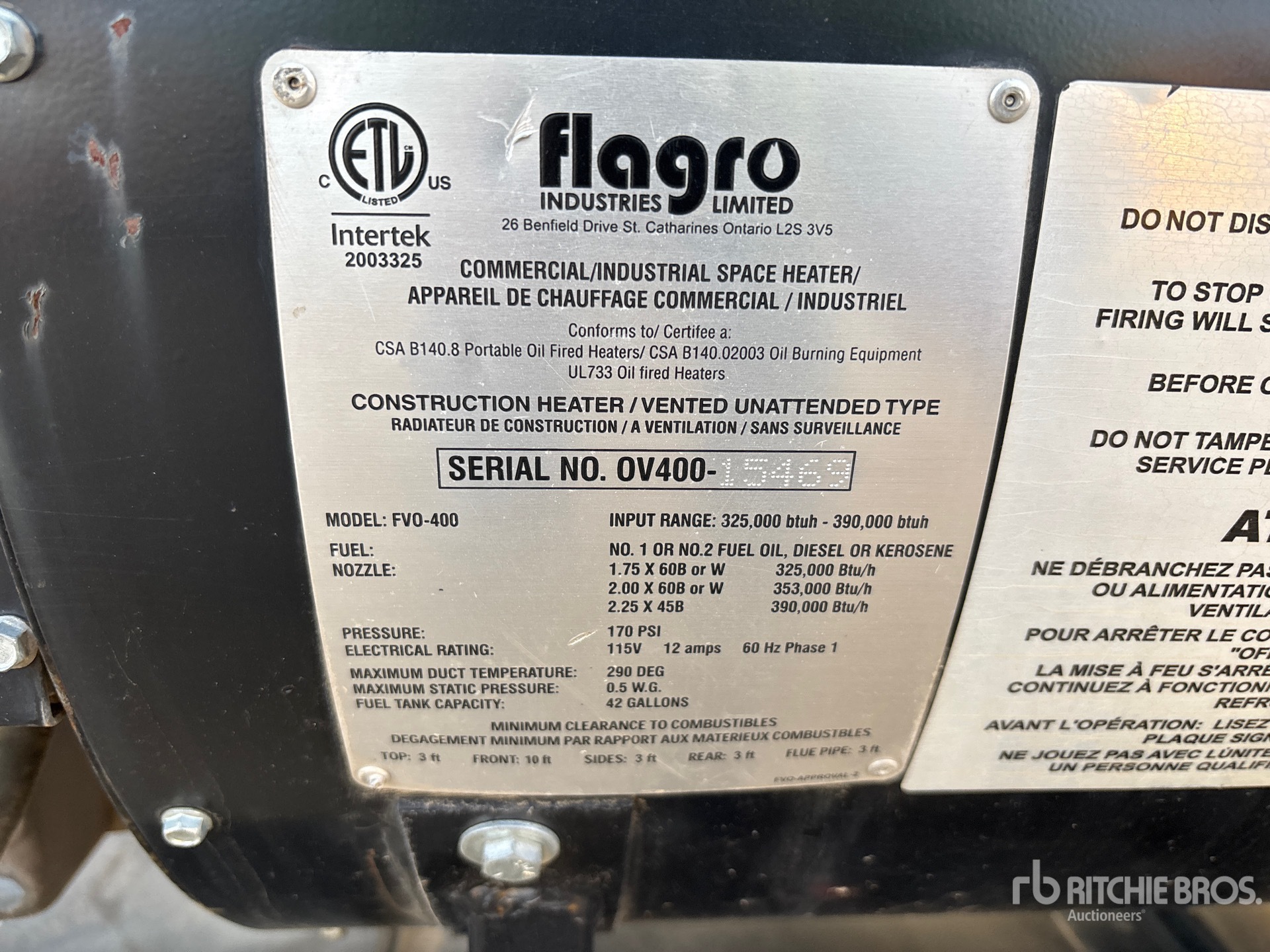 General Appearance with Serial Number / VIN