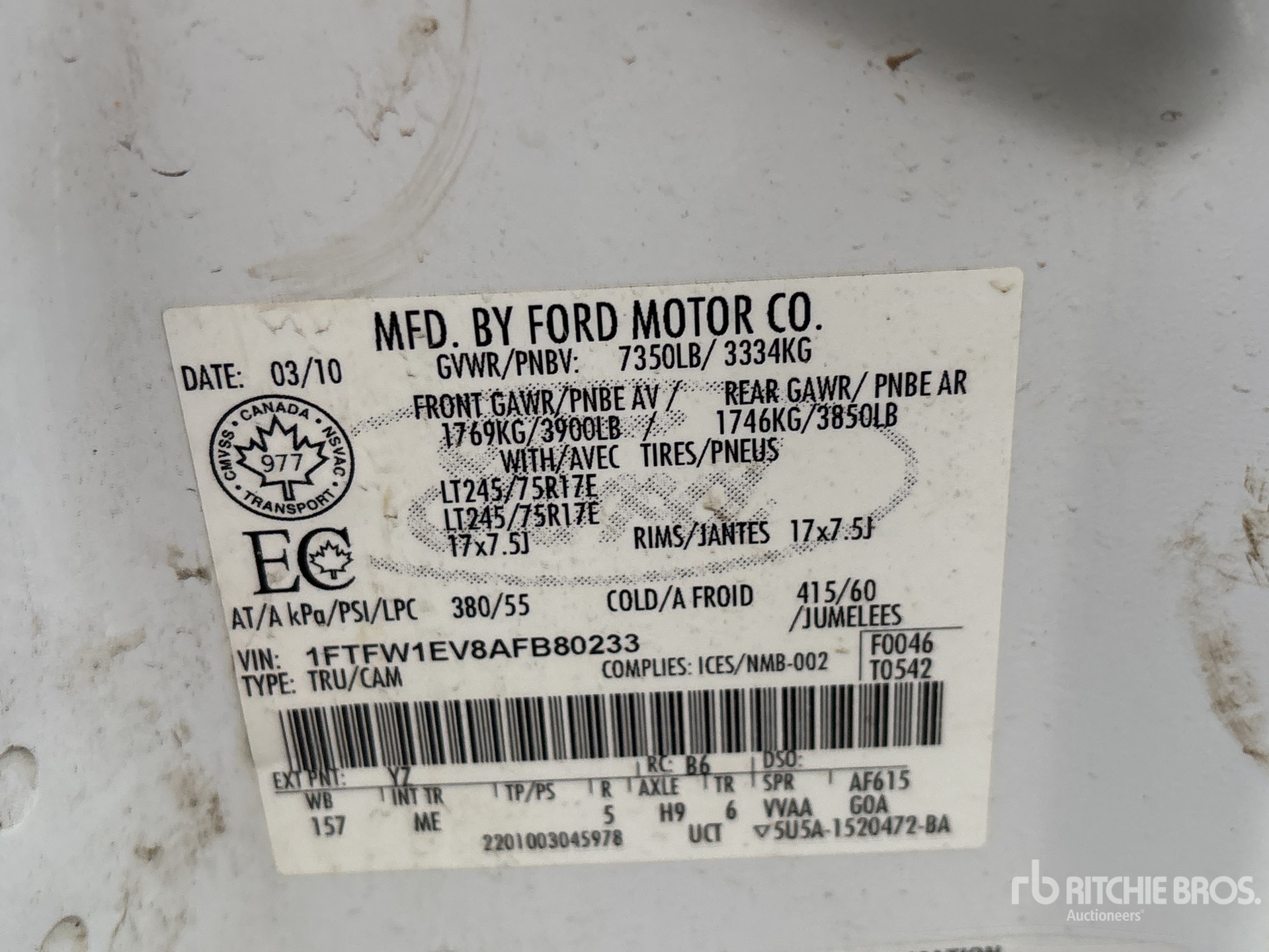 General Appearance with Serial Number / VIN