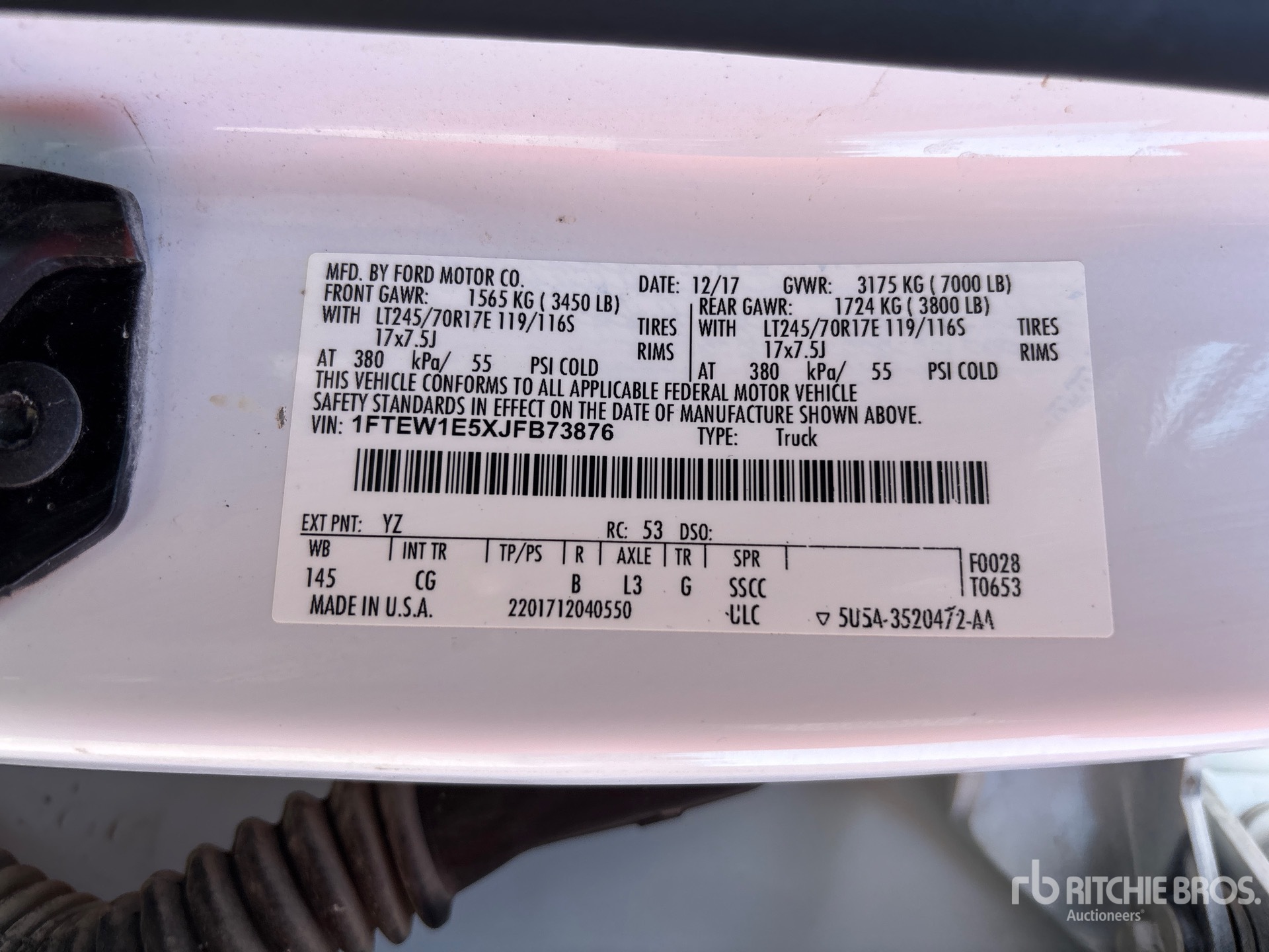 General Appearance with Serial Number / VIN