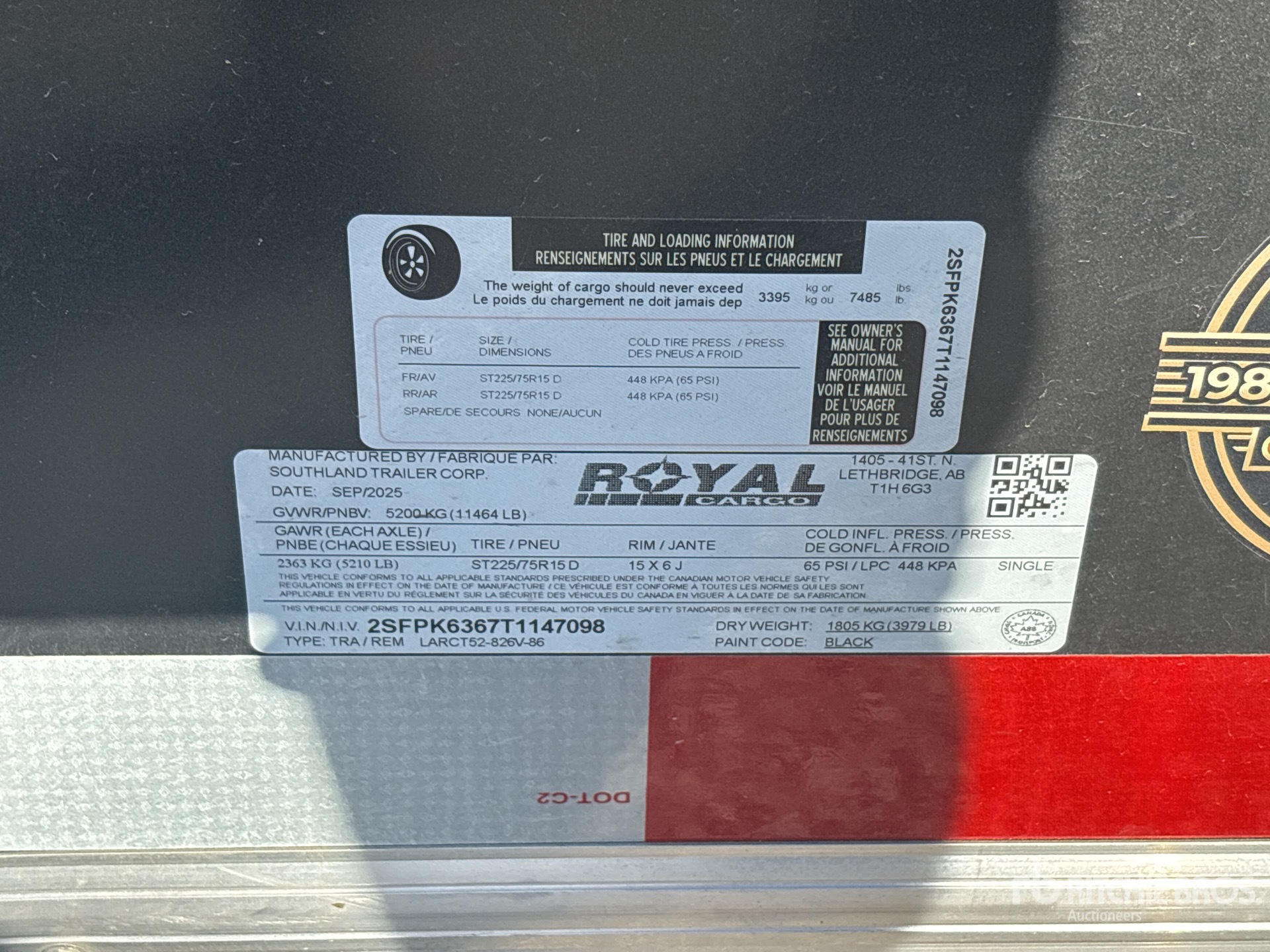 General Appearance with Serial Number / VIN