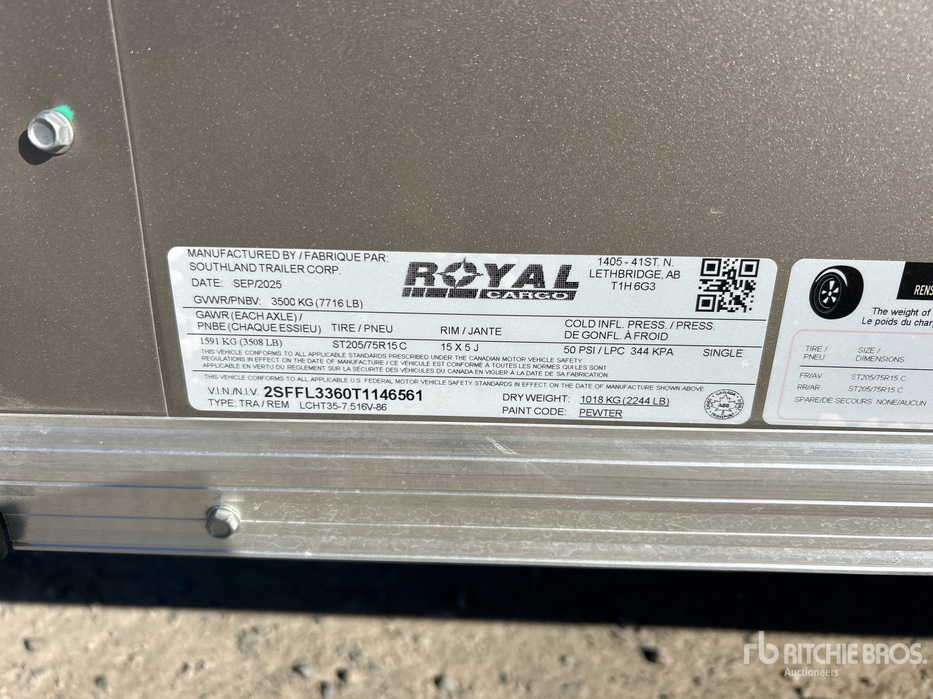 General Appearance with Serial Number / VIN