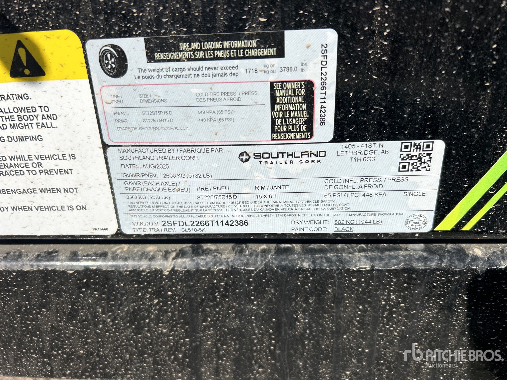 General Appearance with Serial Number / VIN