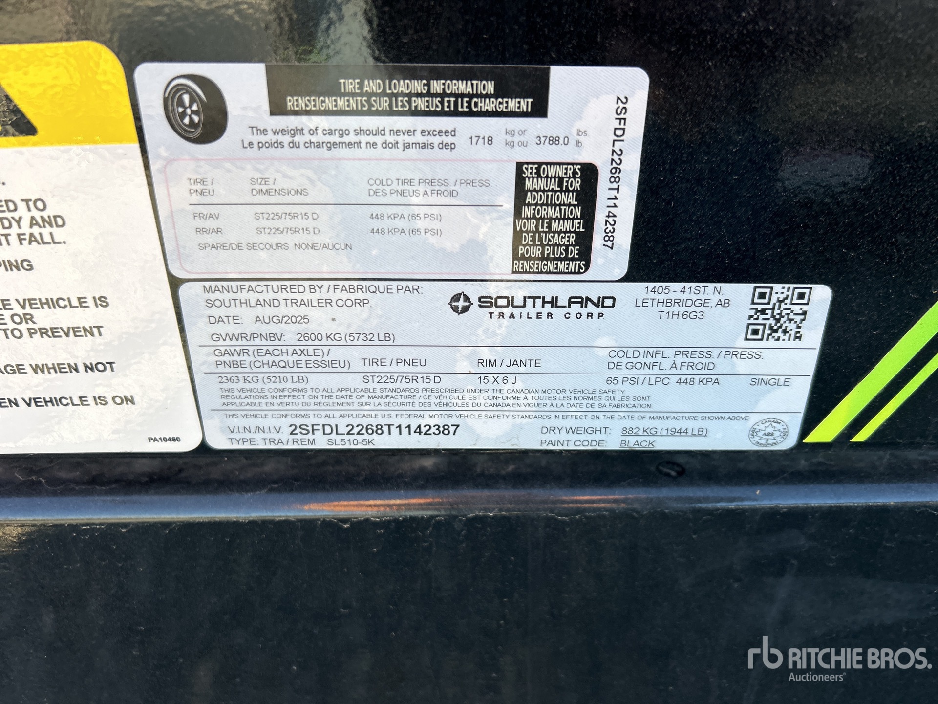 General Appearance with Serial Number / VIN