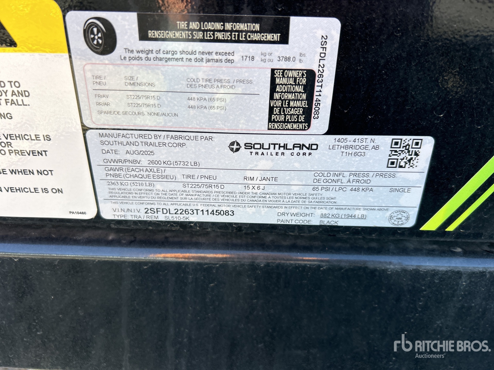 General Appearance with Serial Number / VIN