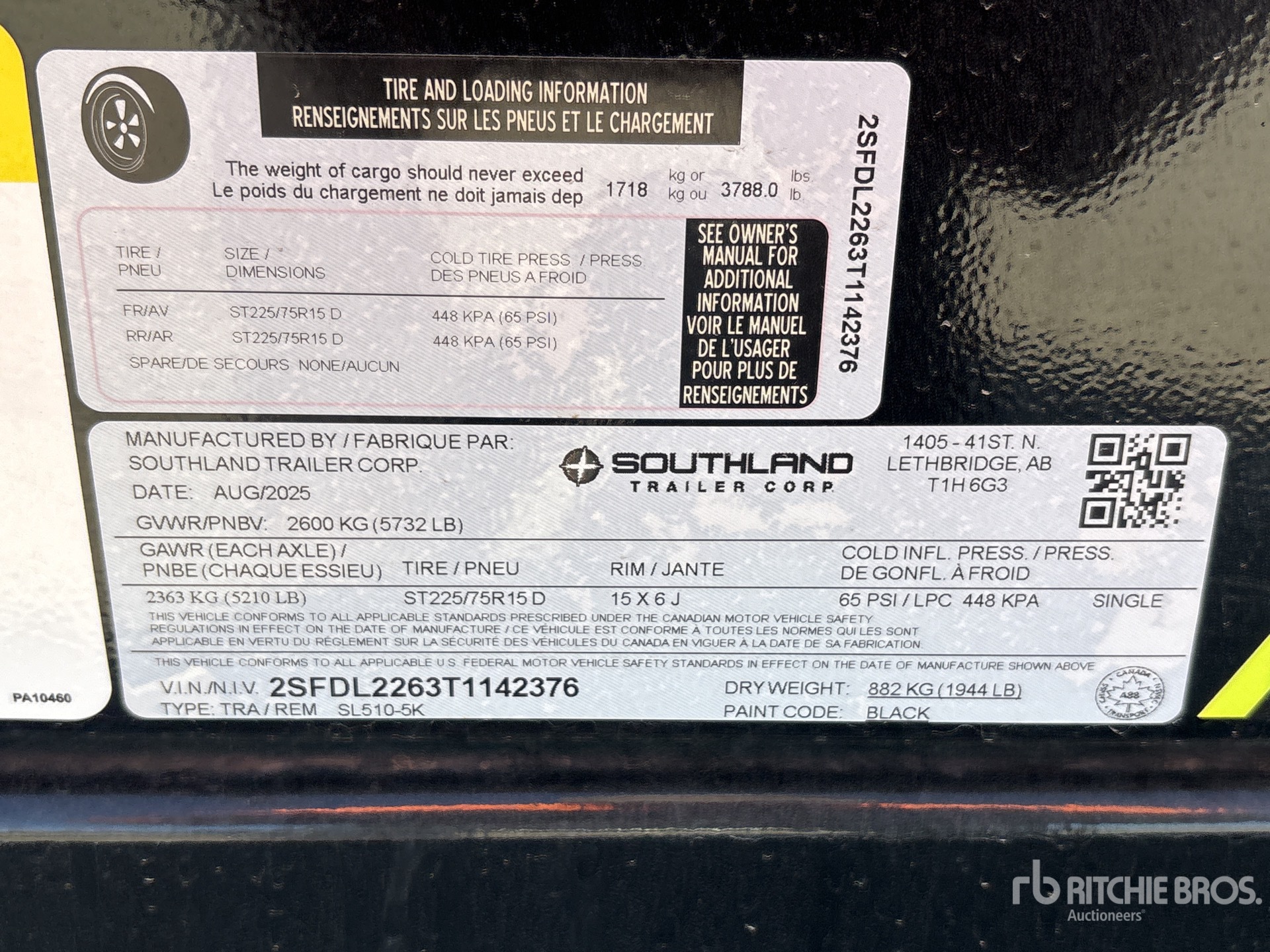 General Appearance with Serial Number / VIN