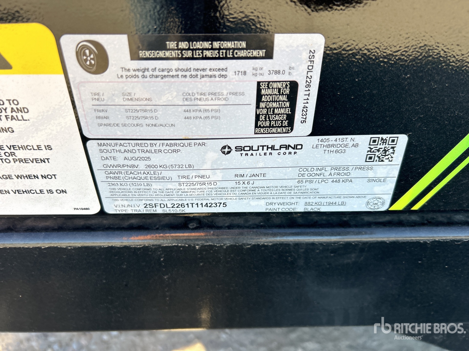 General Appearance with Serial Number / VIN