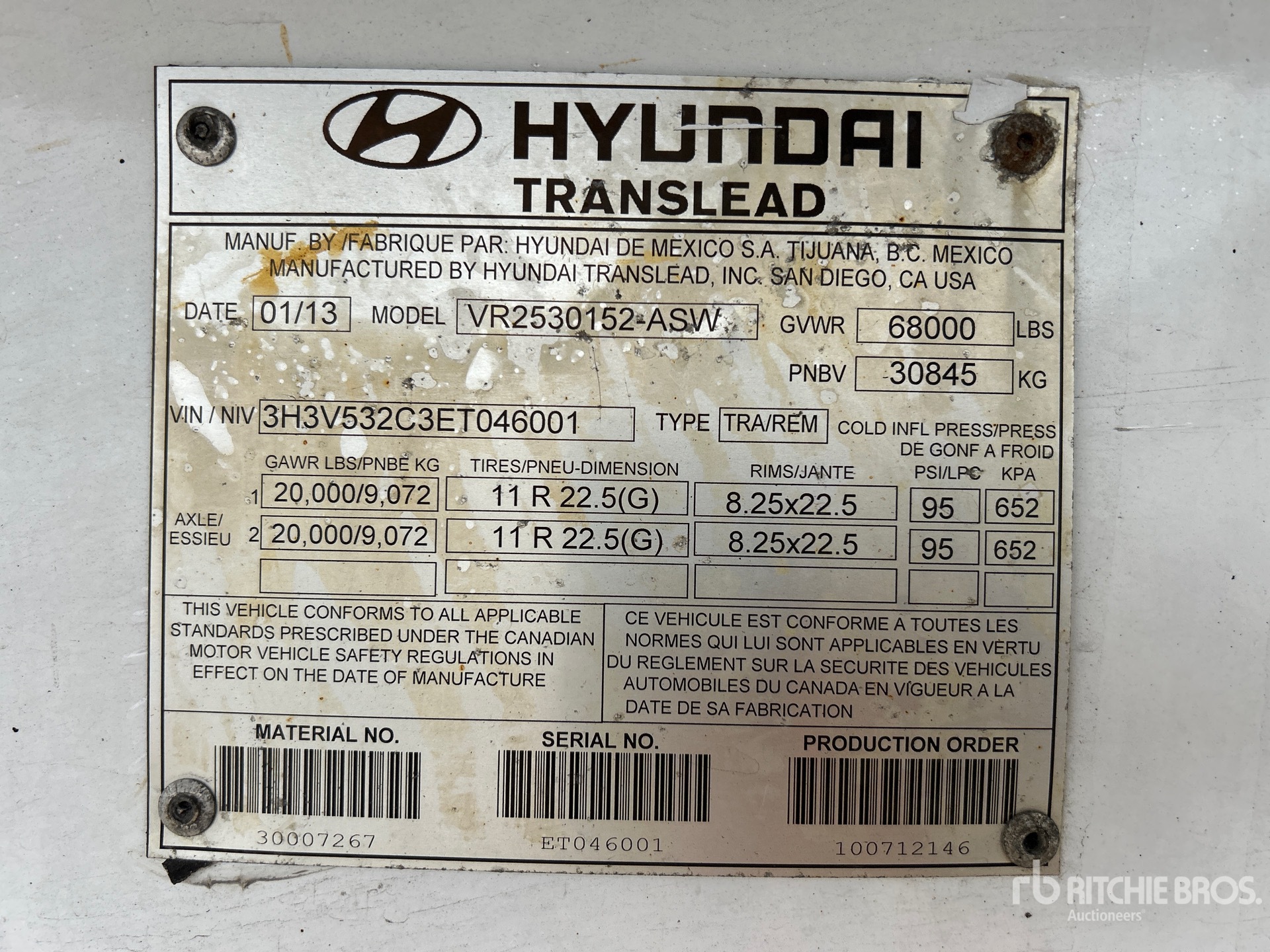 General Appearance with Serial Number / VIN