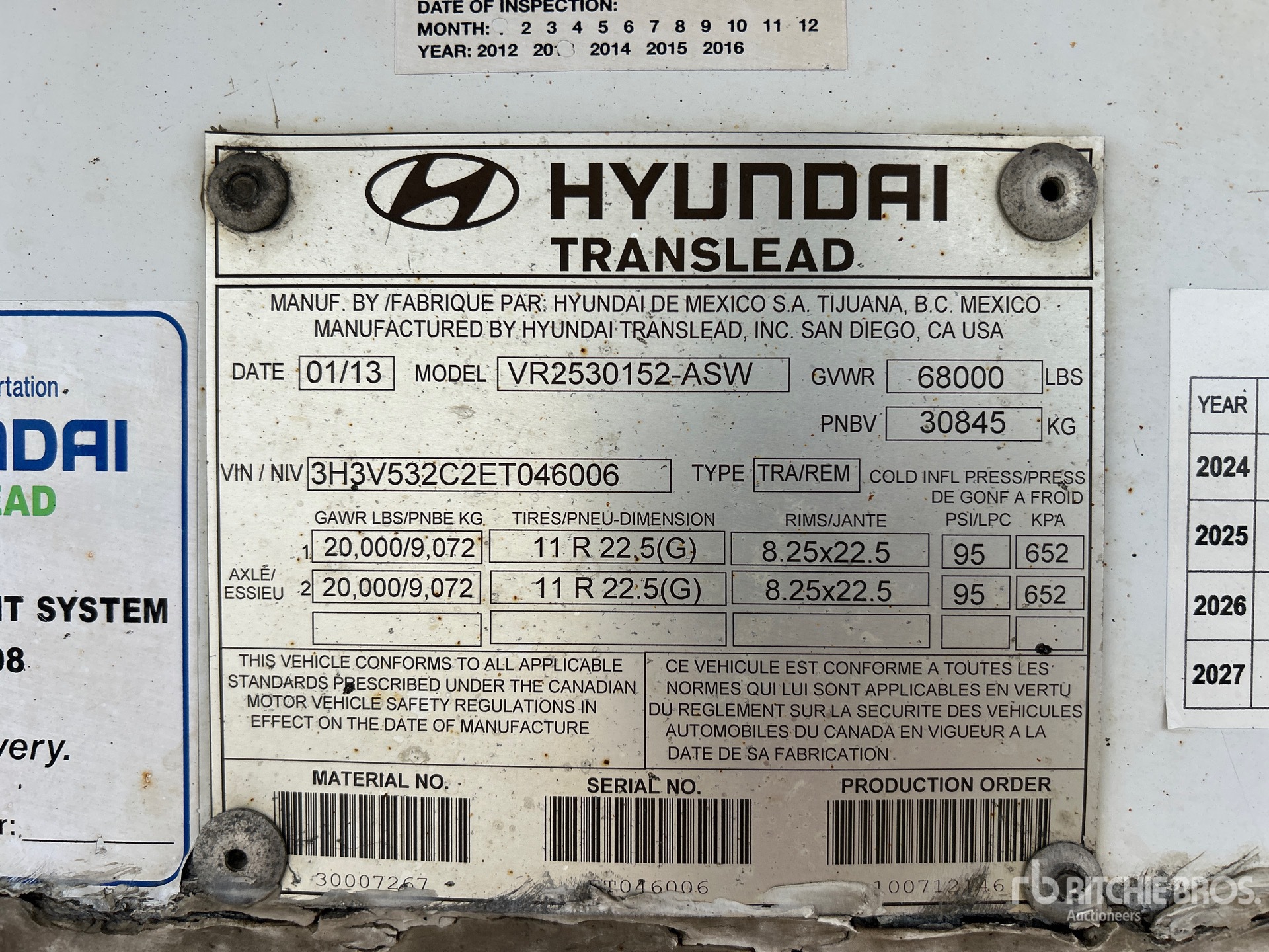 General Appearance with Serial Number / VIN