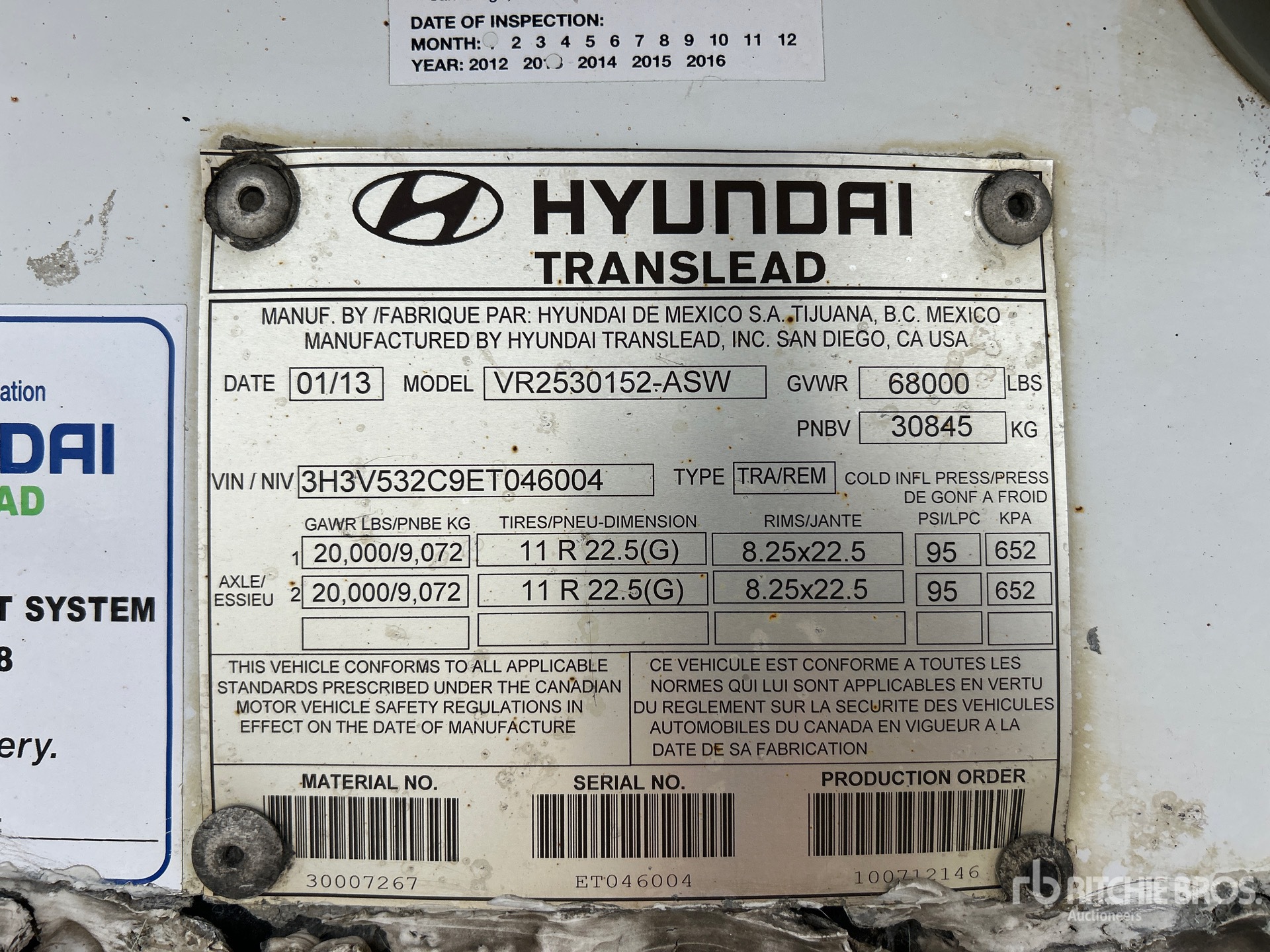 General Appearance with Serial Number / VIN