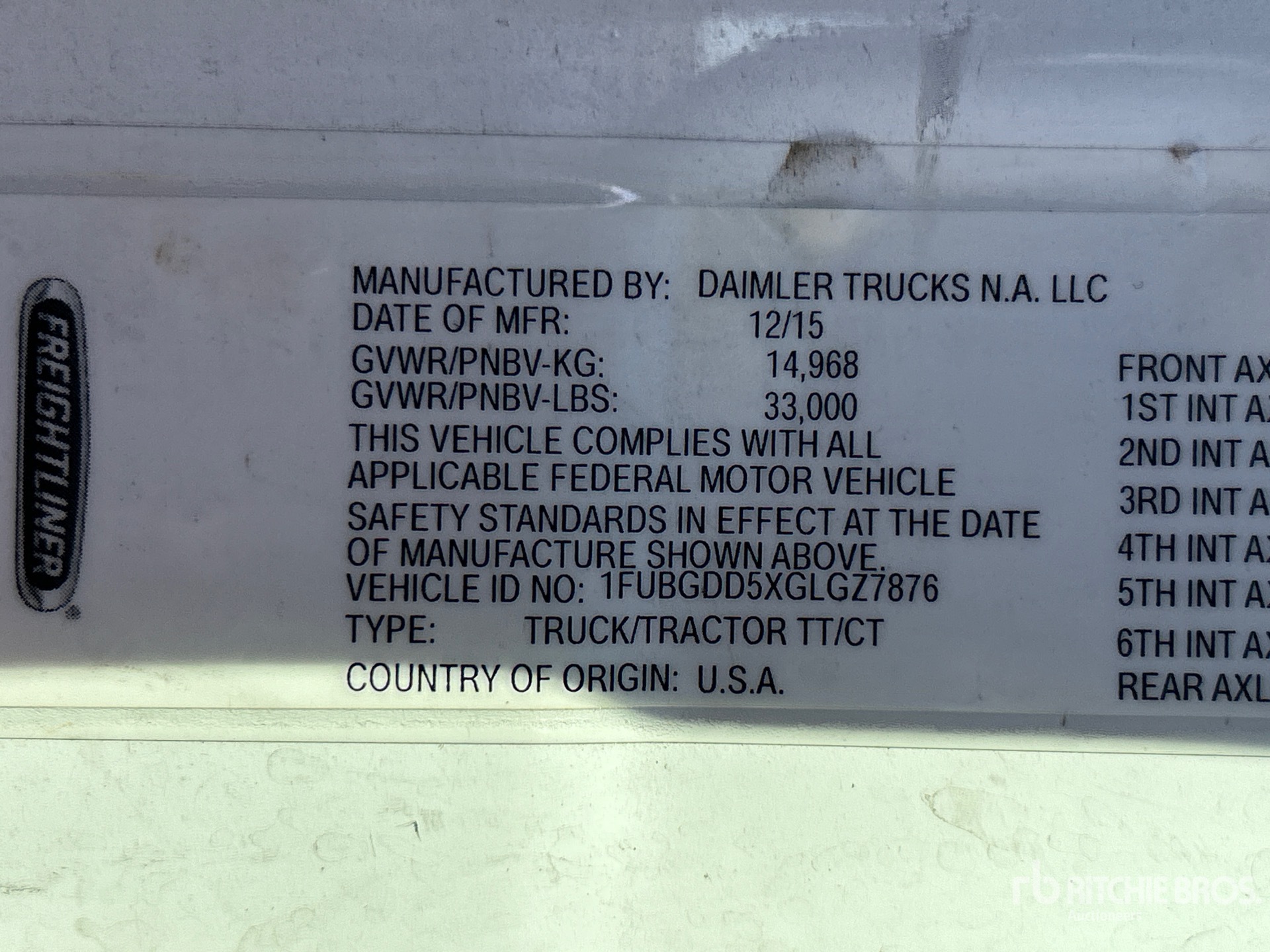 General Appearance with Serial Number / VIN