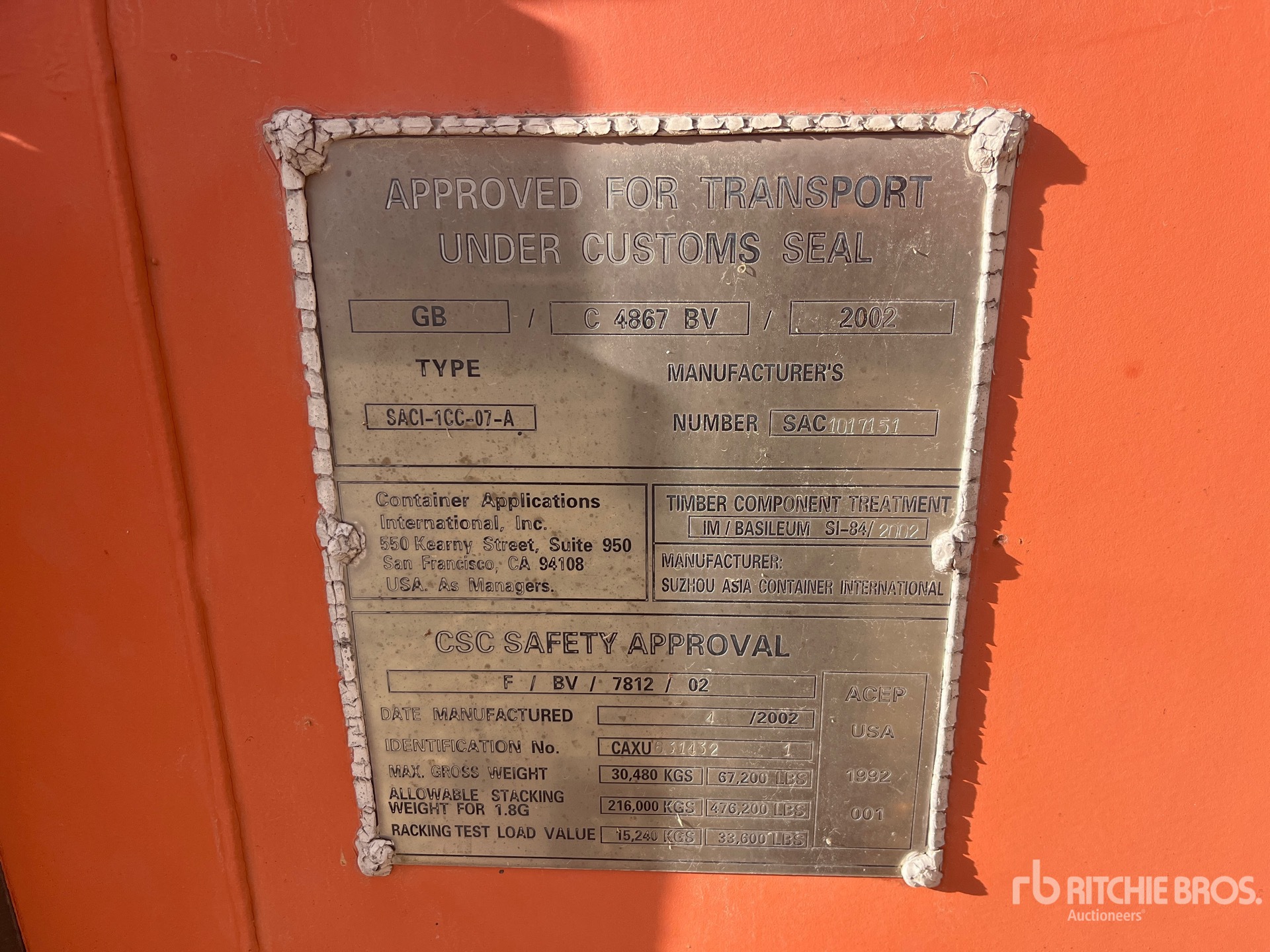 General Appearance with Serial Number / VIN