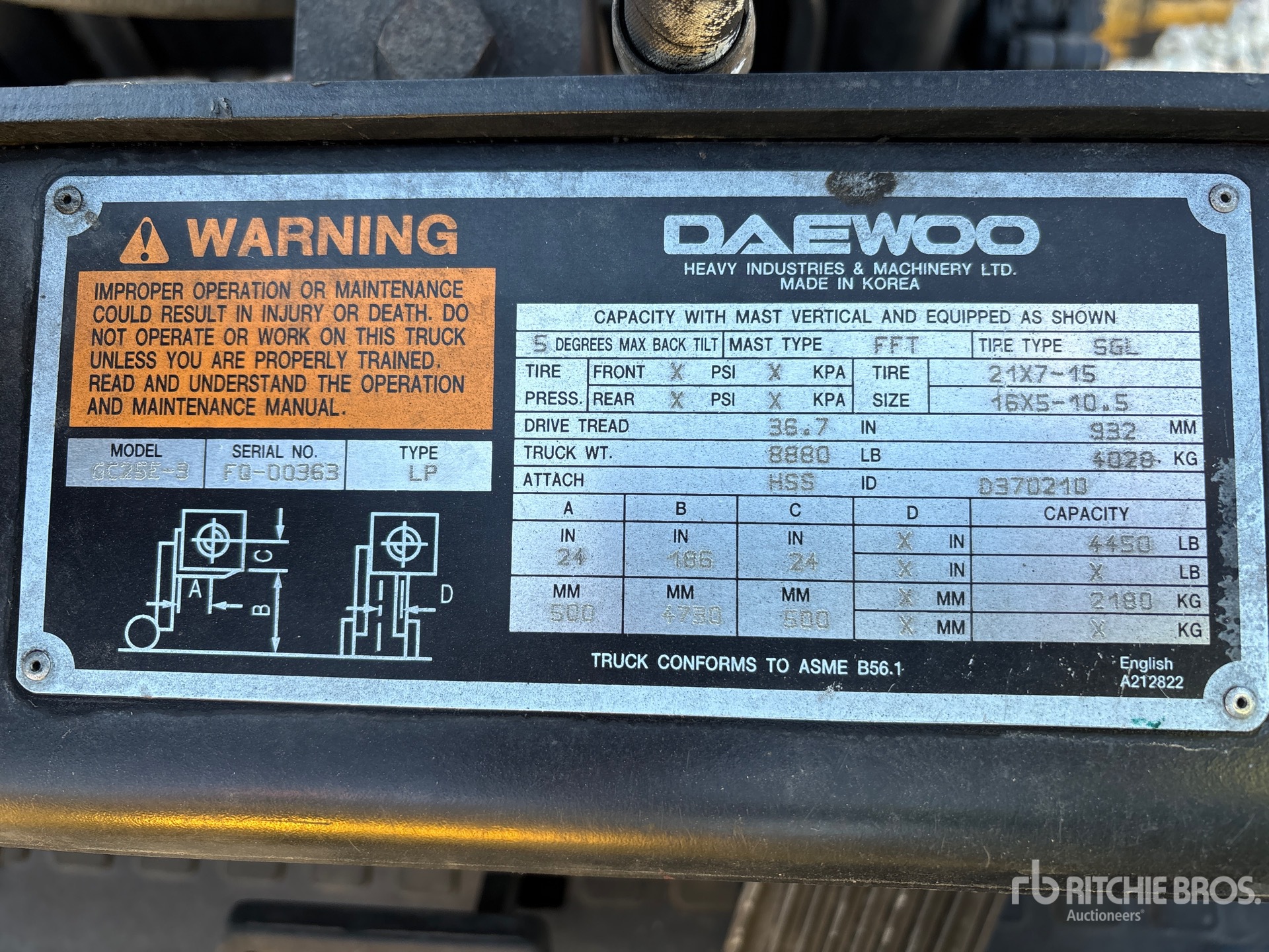 General Appearance with Serial Number / VIN
