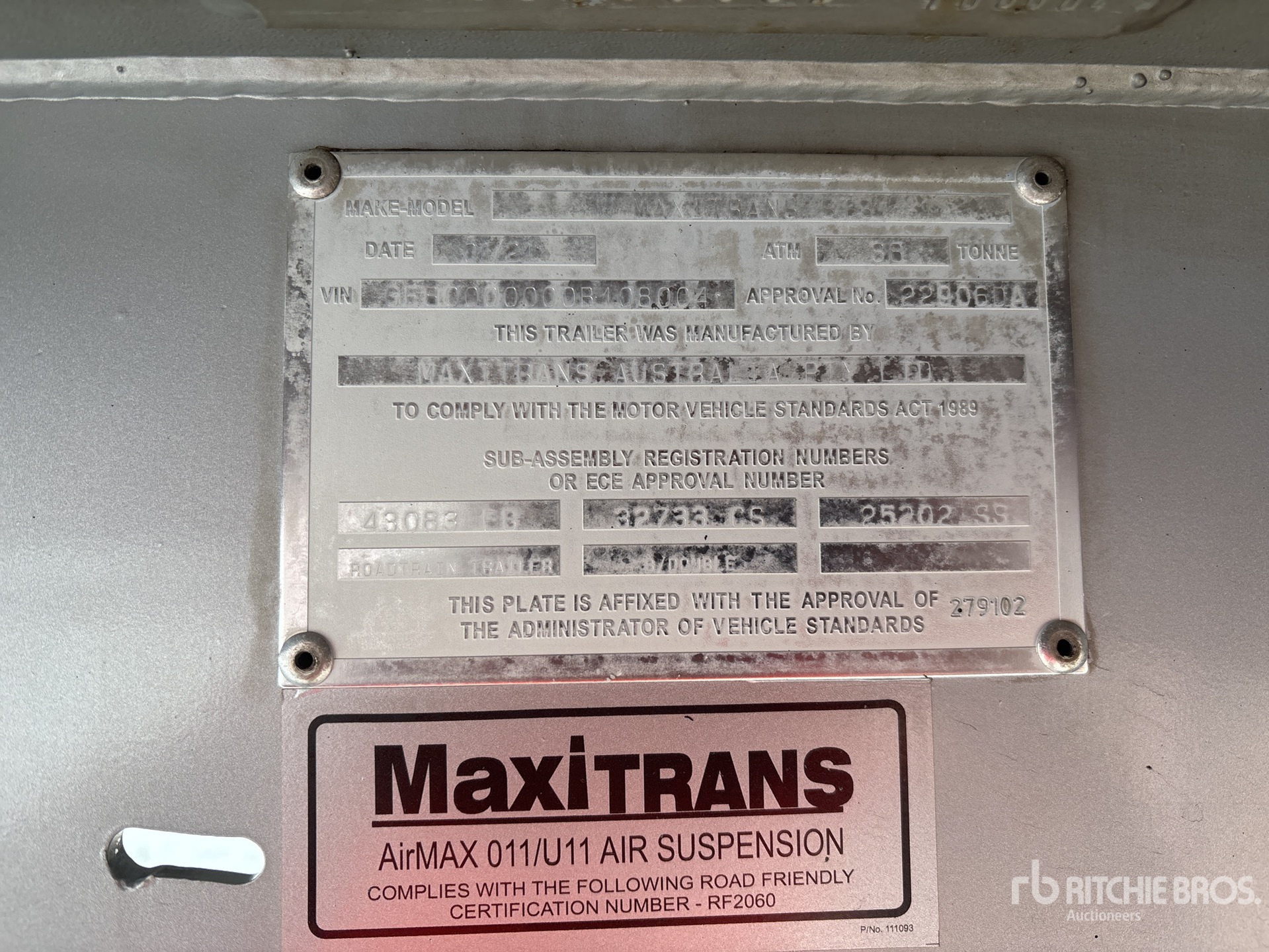 General Appearance with Serial Number / VIN