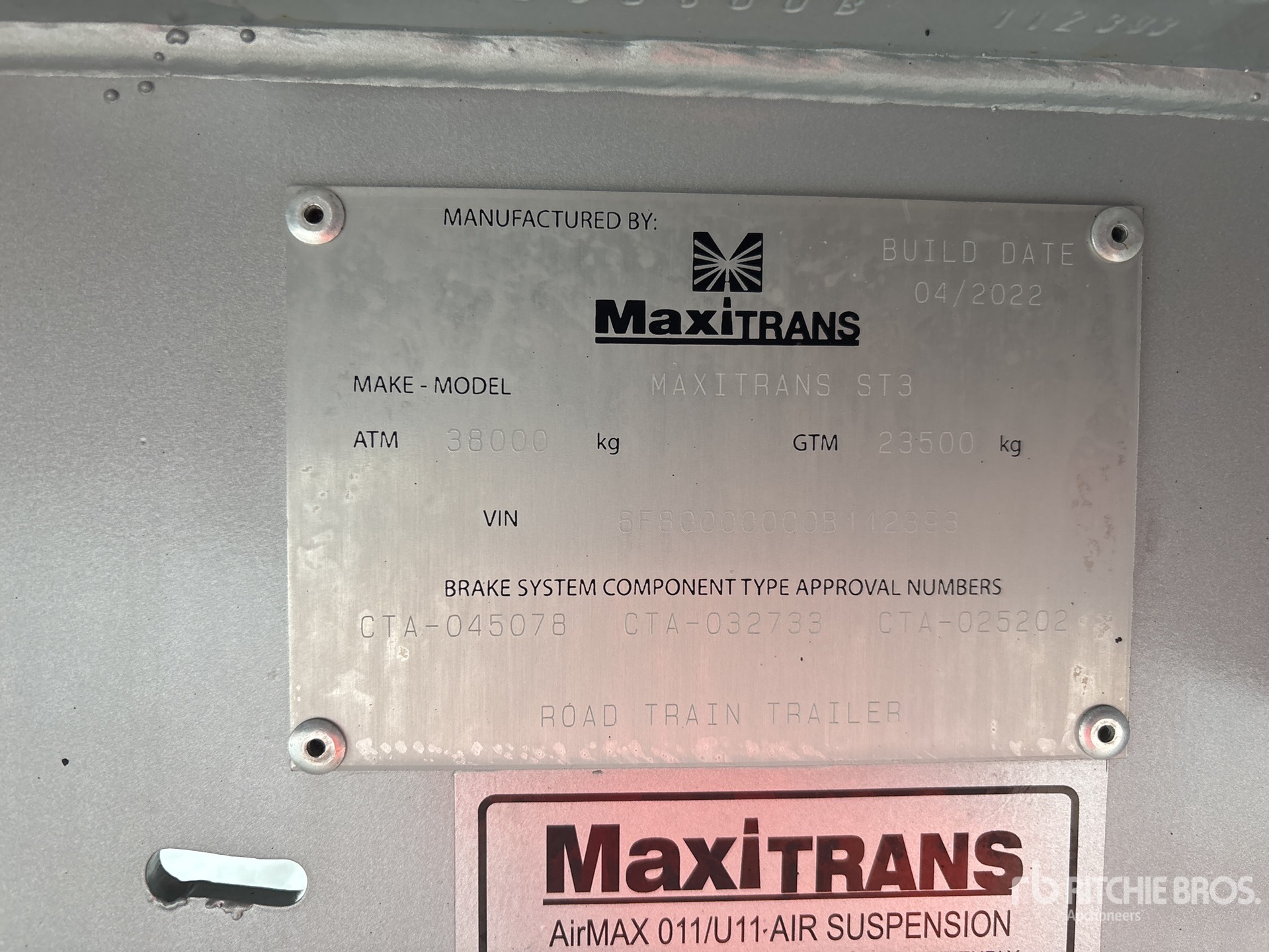 General Appearance with Serial Number / VIN