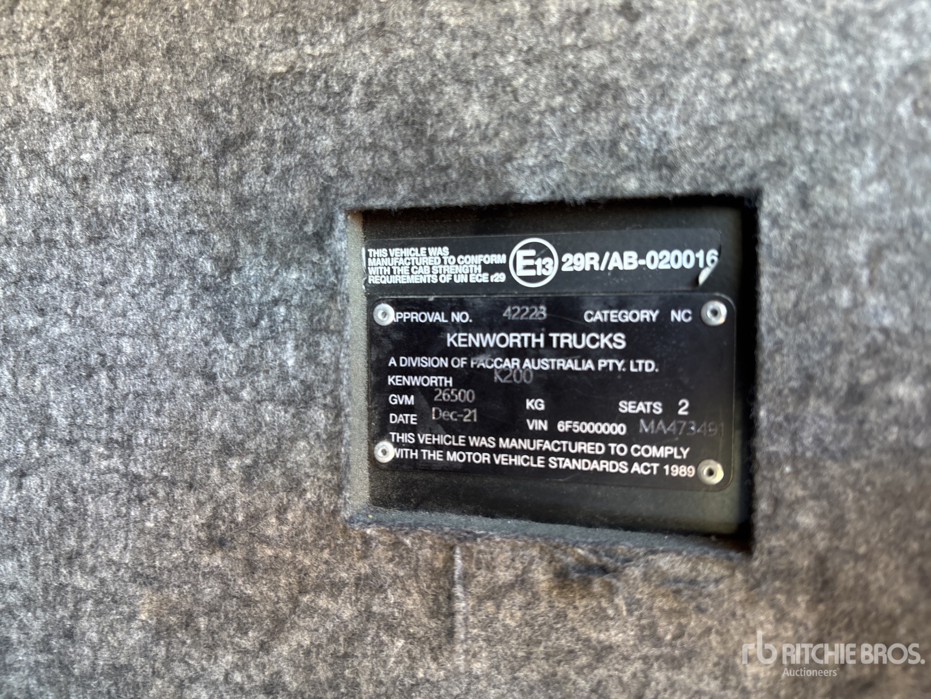 General Appearance with Serial Number / VIN