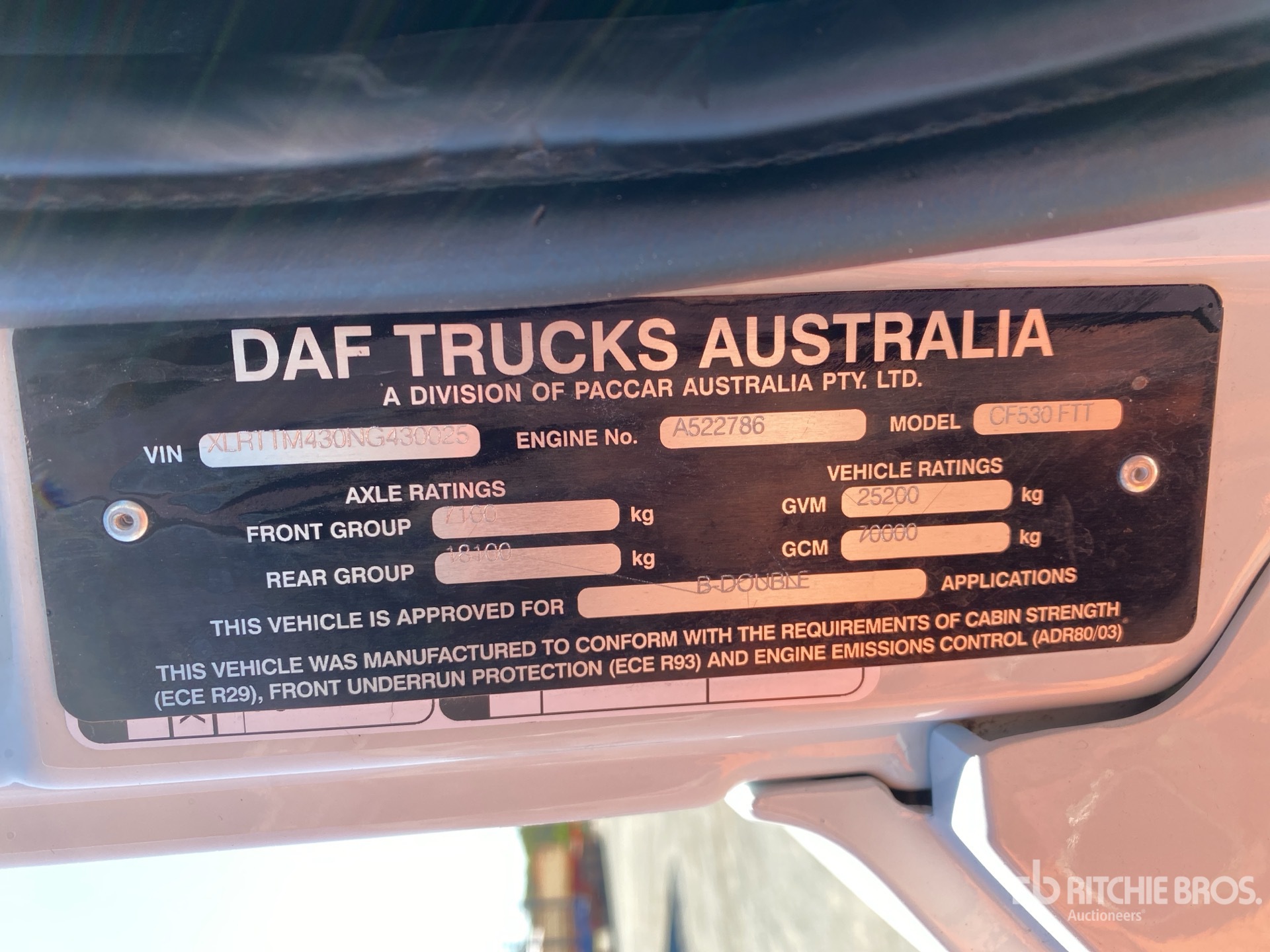 General Appearance with Serial Number / VIN