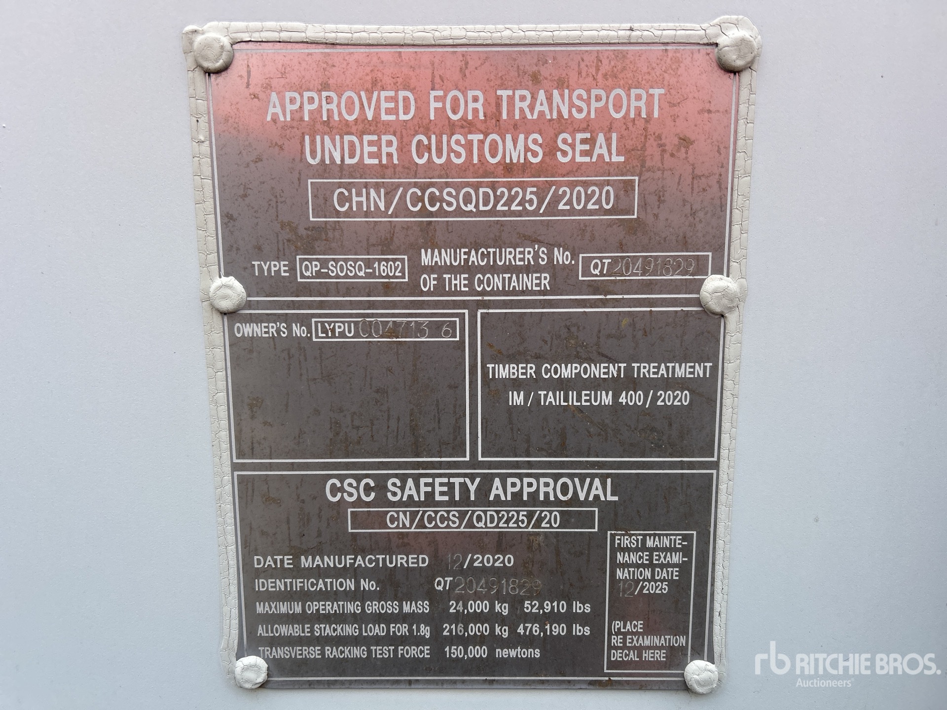 General Appearance with Serial Number / VIN