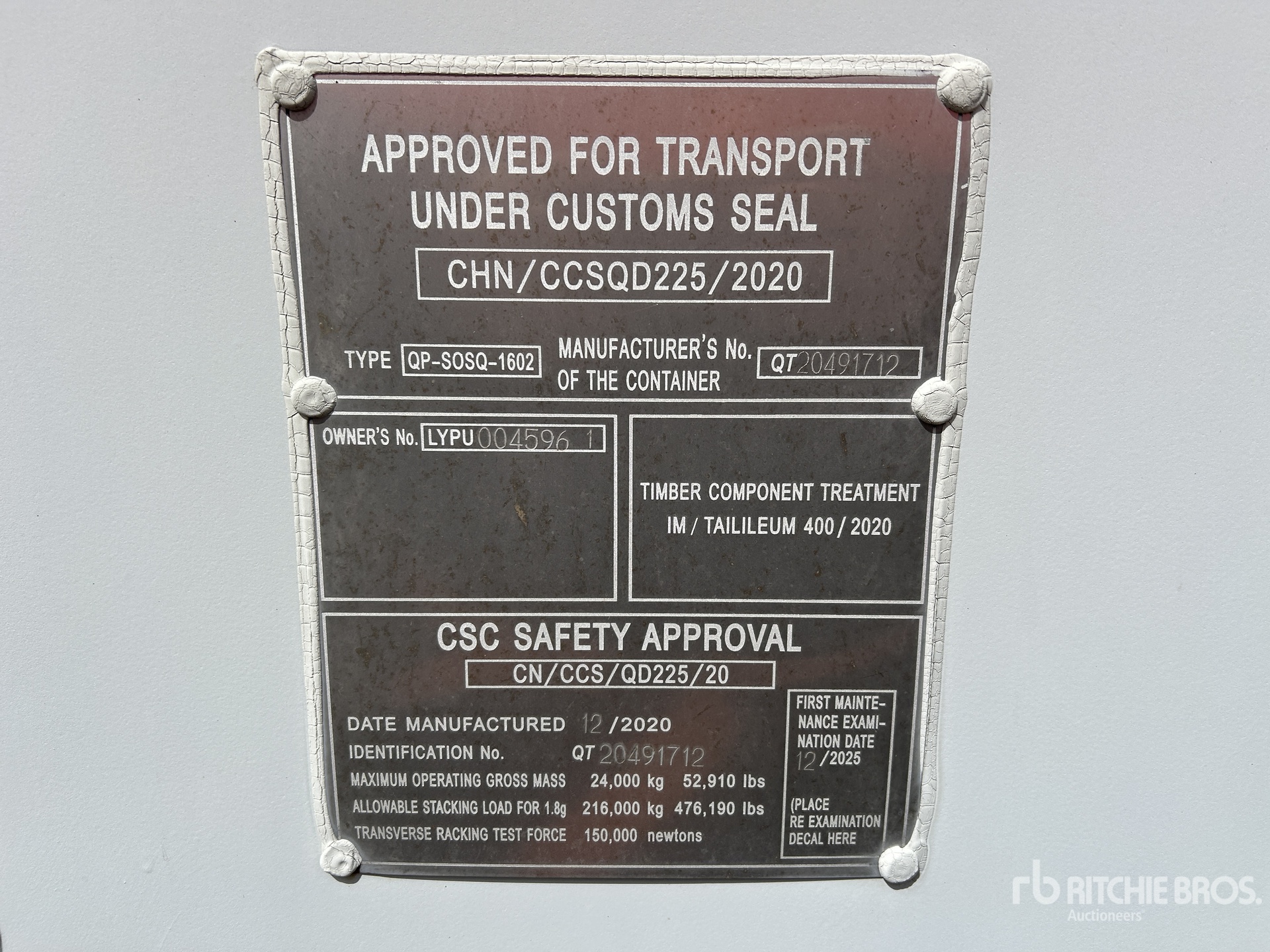 General Appearance with Serial Number / VIN