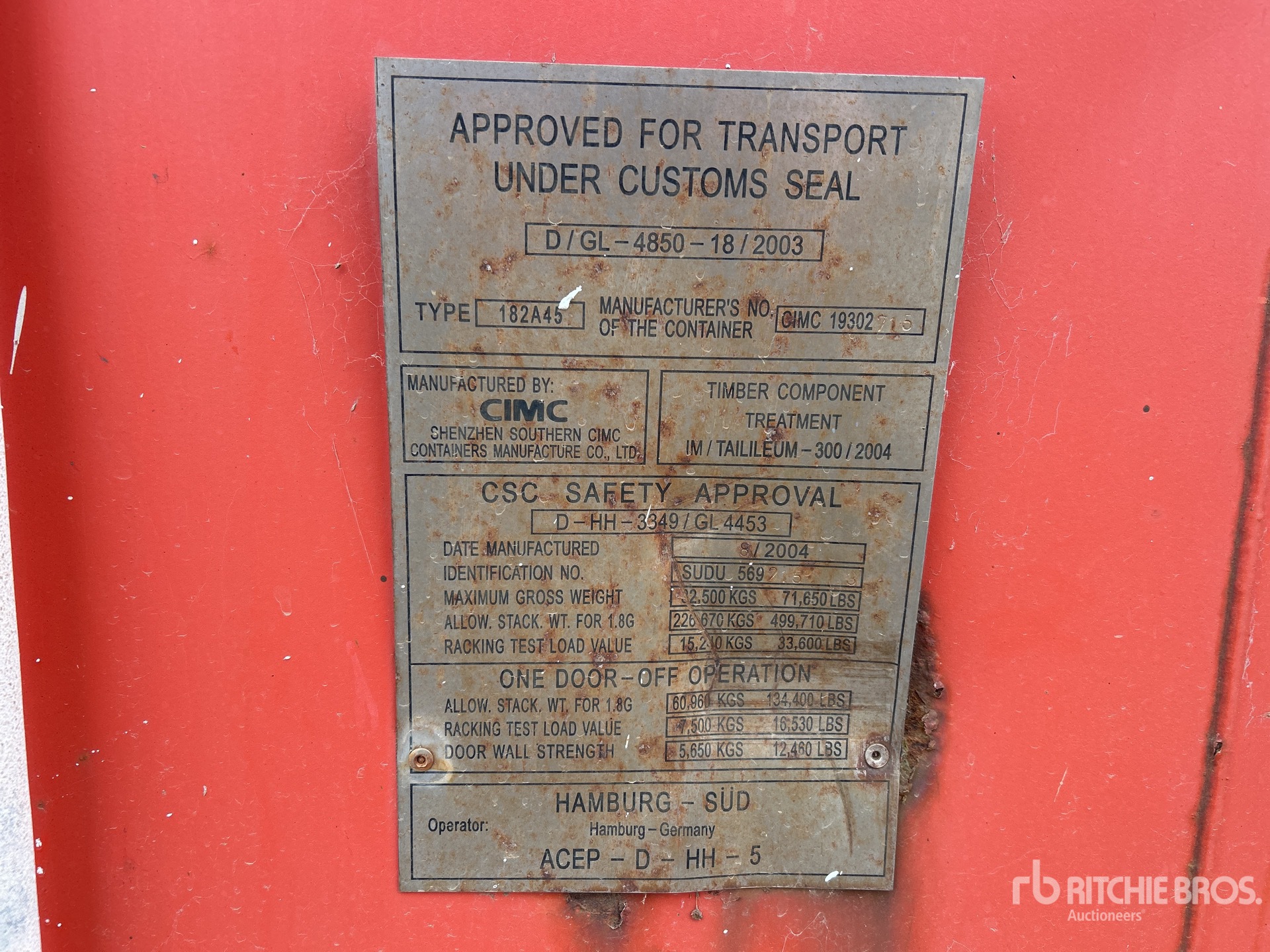 General Appearance with Serial Number / VIN