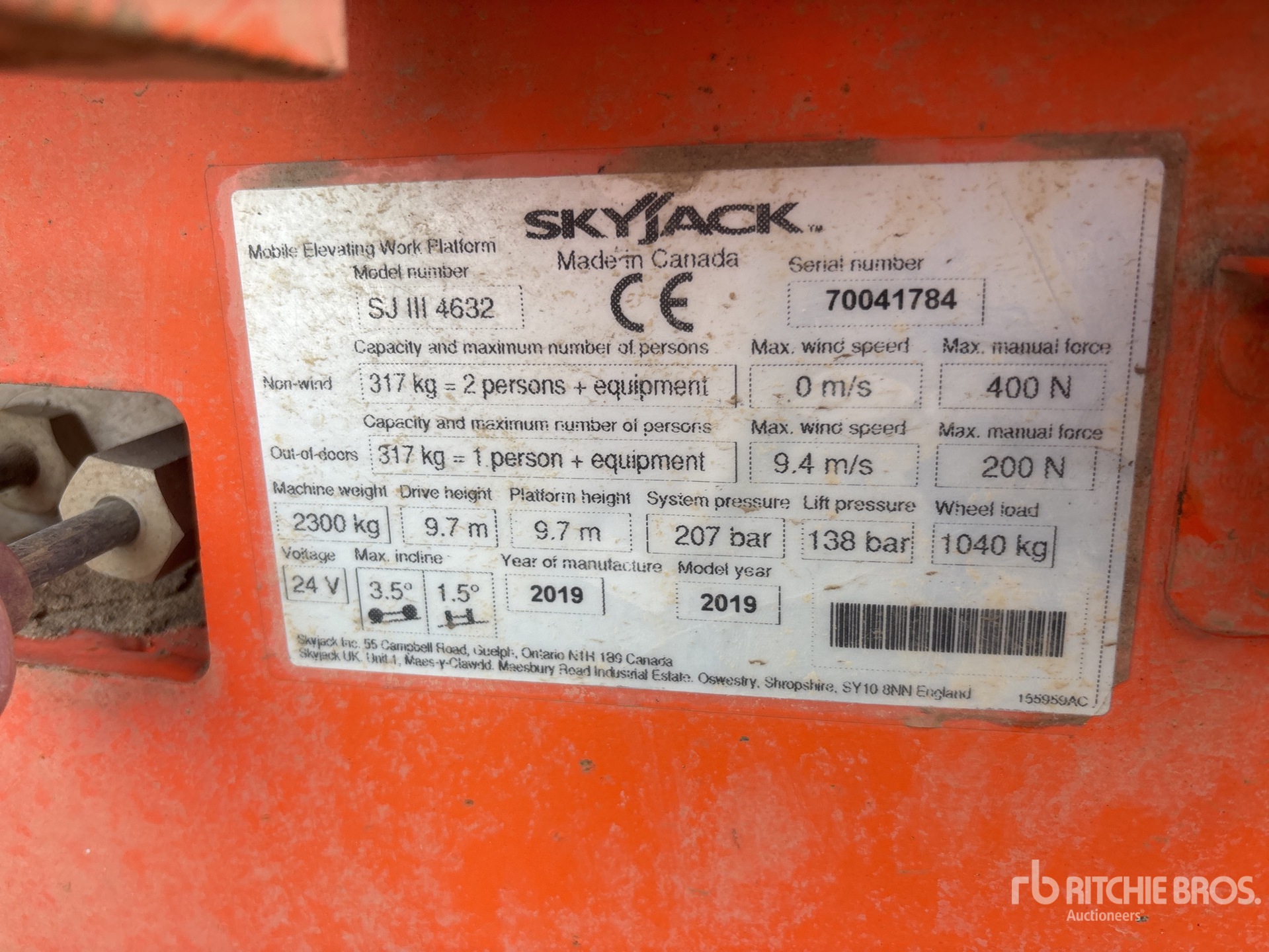 General Appearance with Serial Number / VIN