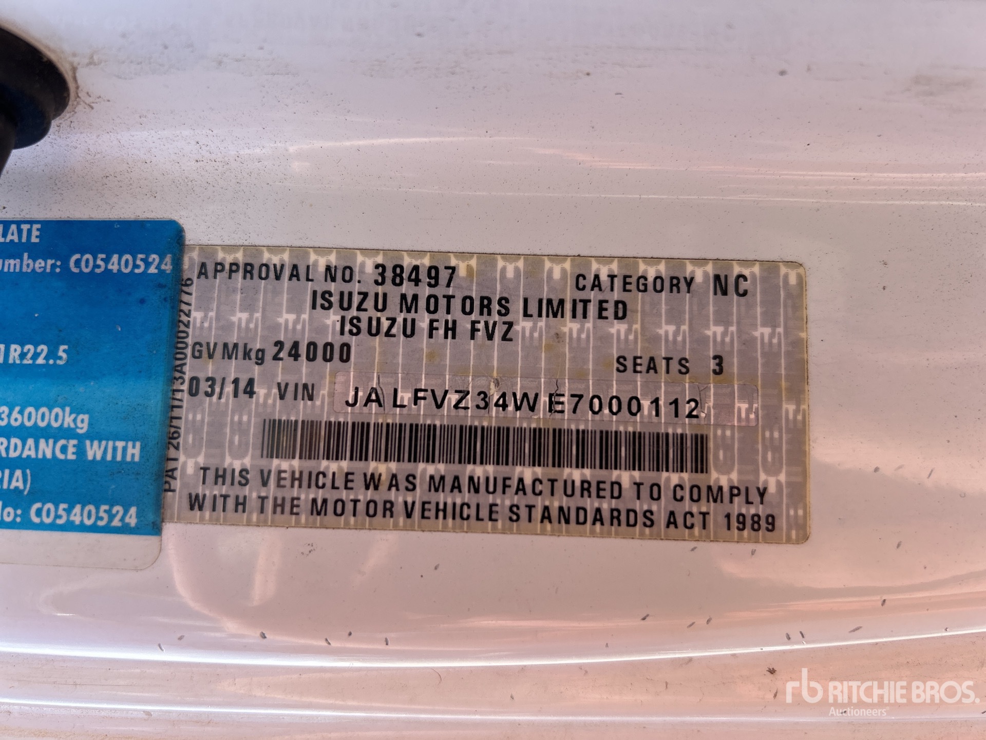 General Appearance with Serial Number / VIN