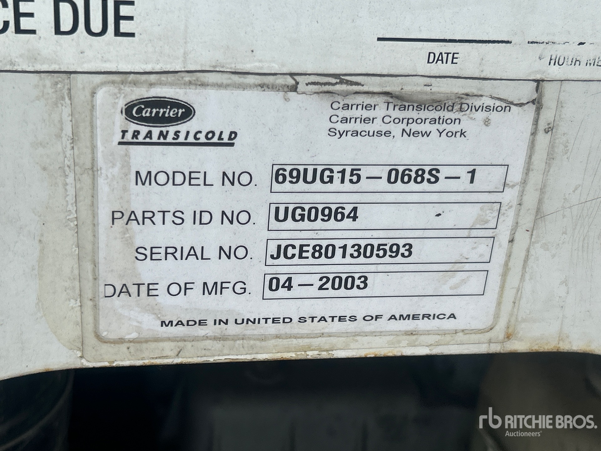 General Appearance with Serial Number / VIN