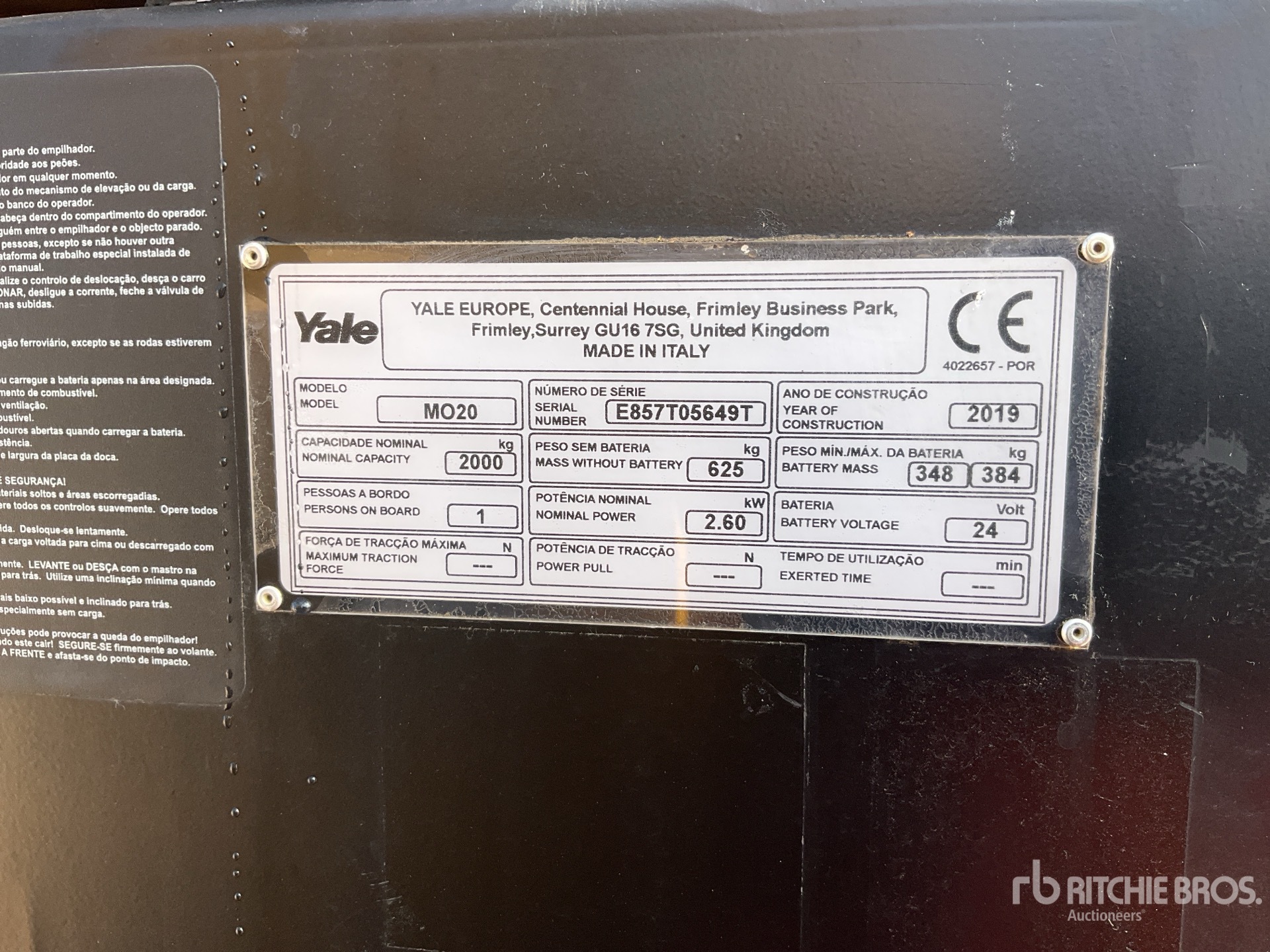 General Appearance with Serial Number / VIN