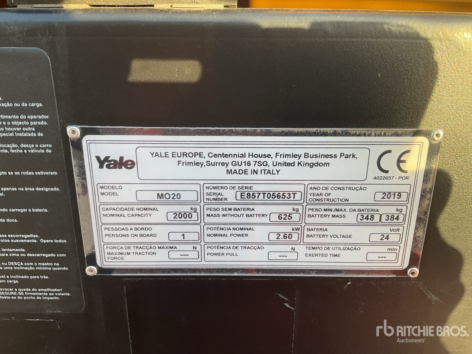 General Appearance with Serial Number / VIN