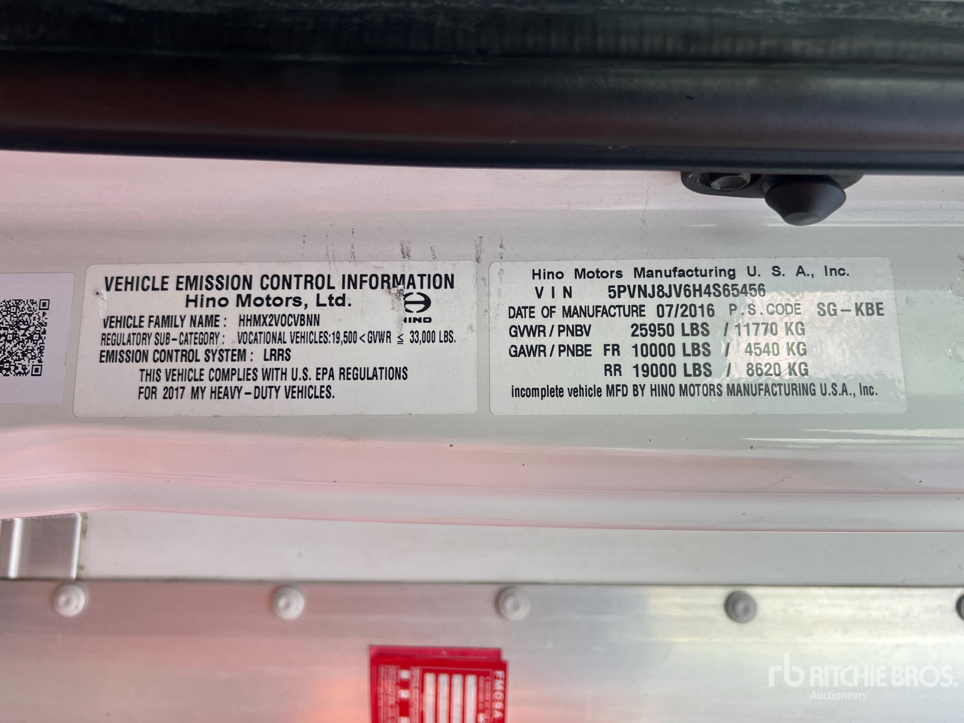 General Appearance with Serial Number / VIN