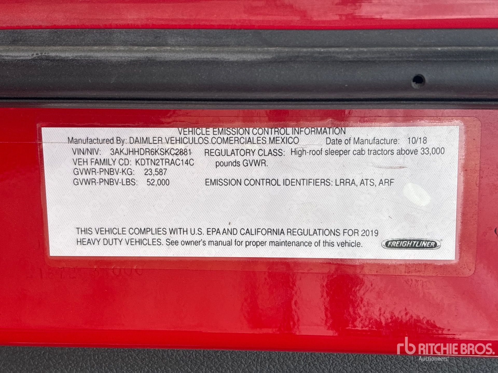 General Appearance with Serial Number / VIN